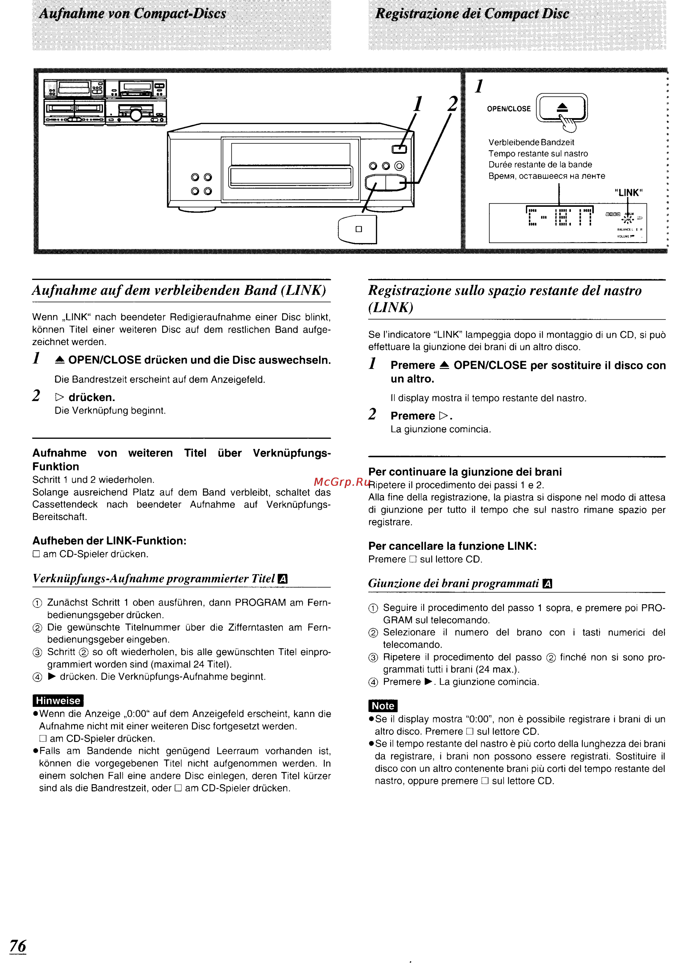 Technics SC-CH570 [72/105] Aufnahme auf dem verbleibenden band link