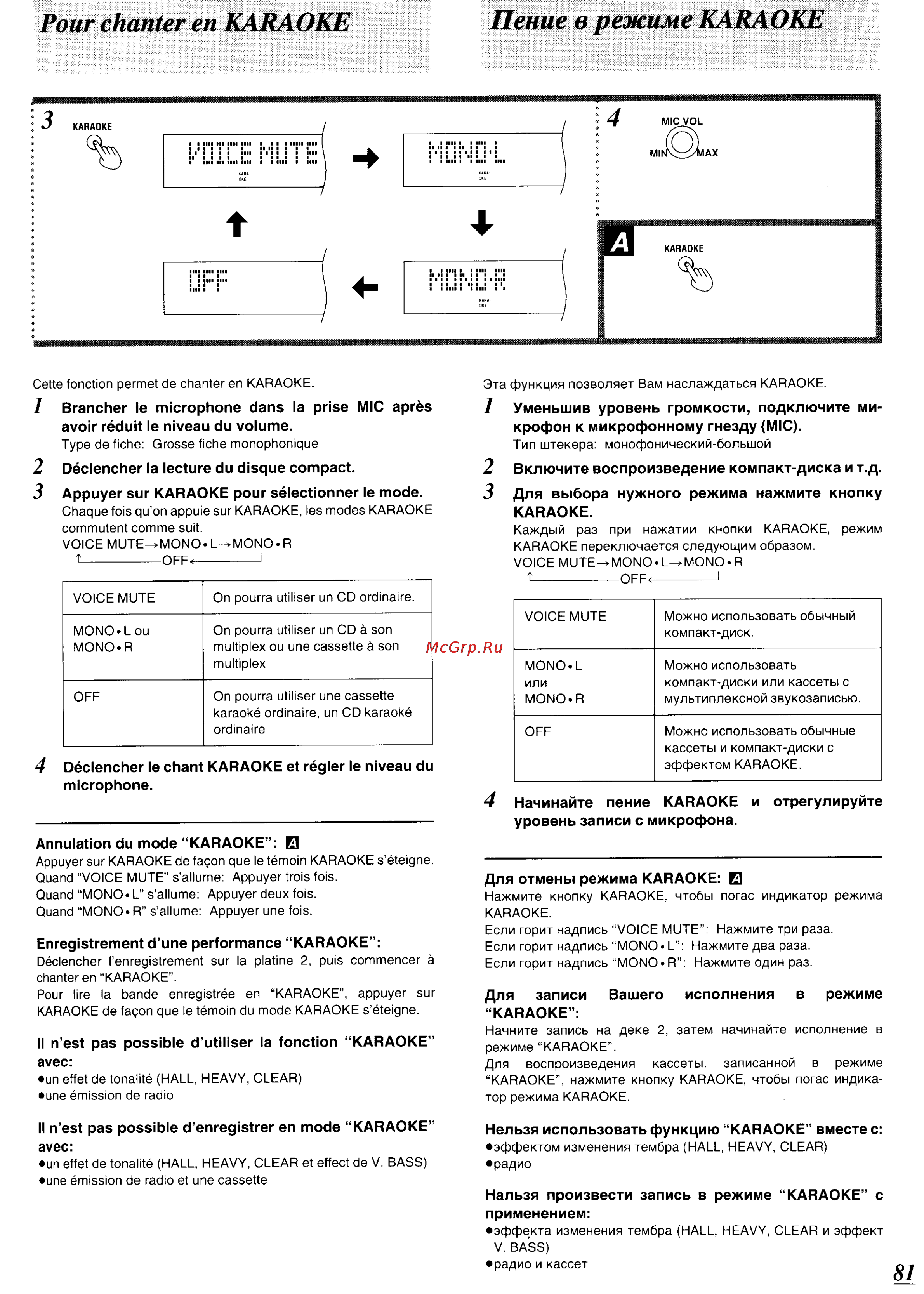 Technics SC-CH570 [77/105] Pour chanter en karaoke пение в режиме karaoke