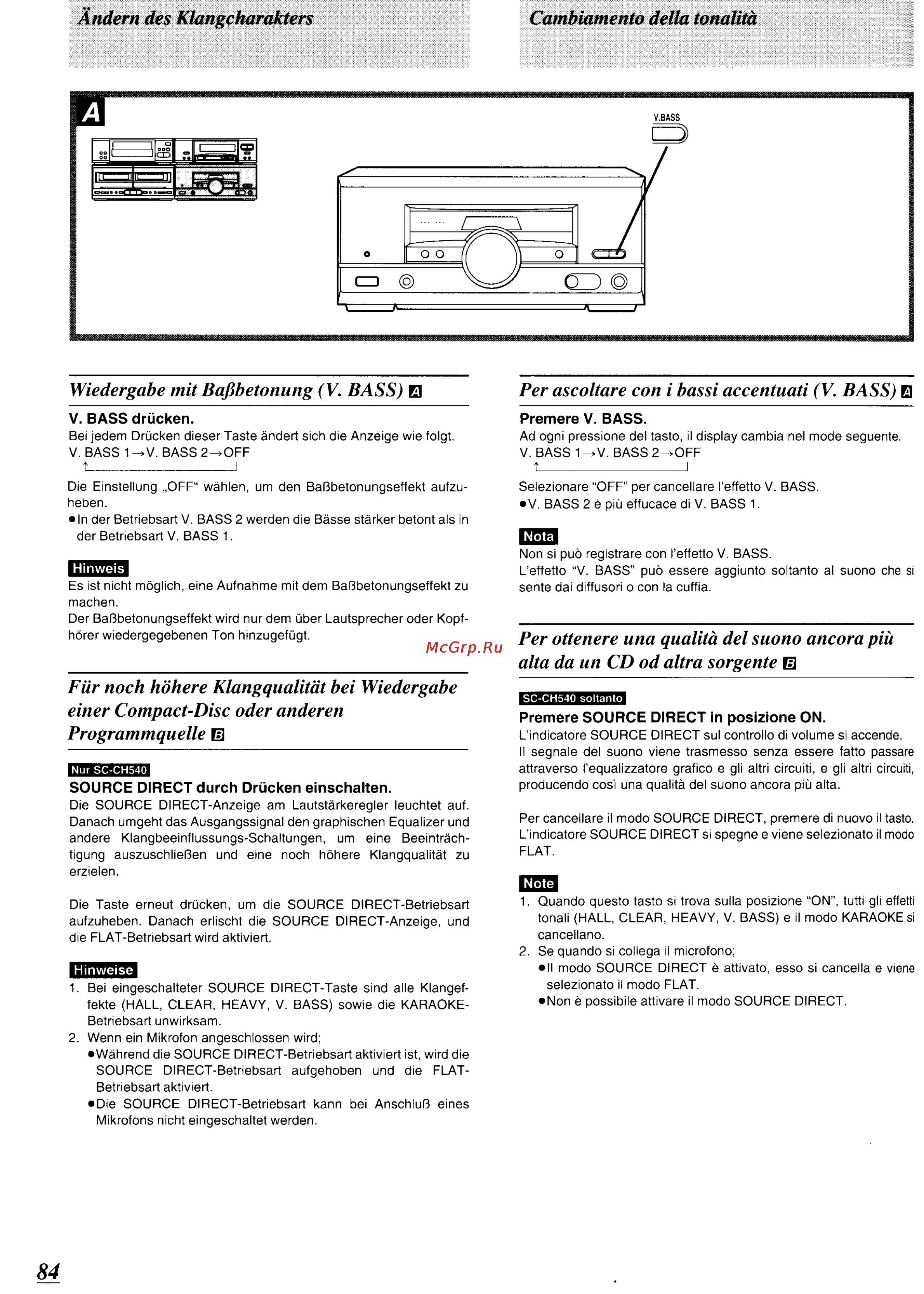 Technics SC-CH570 [80/105] Andern des klangcharakters cambiamiento della tonalità