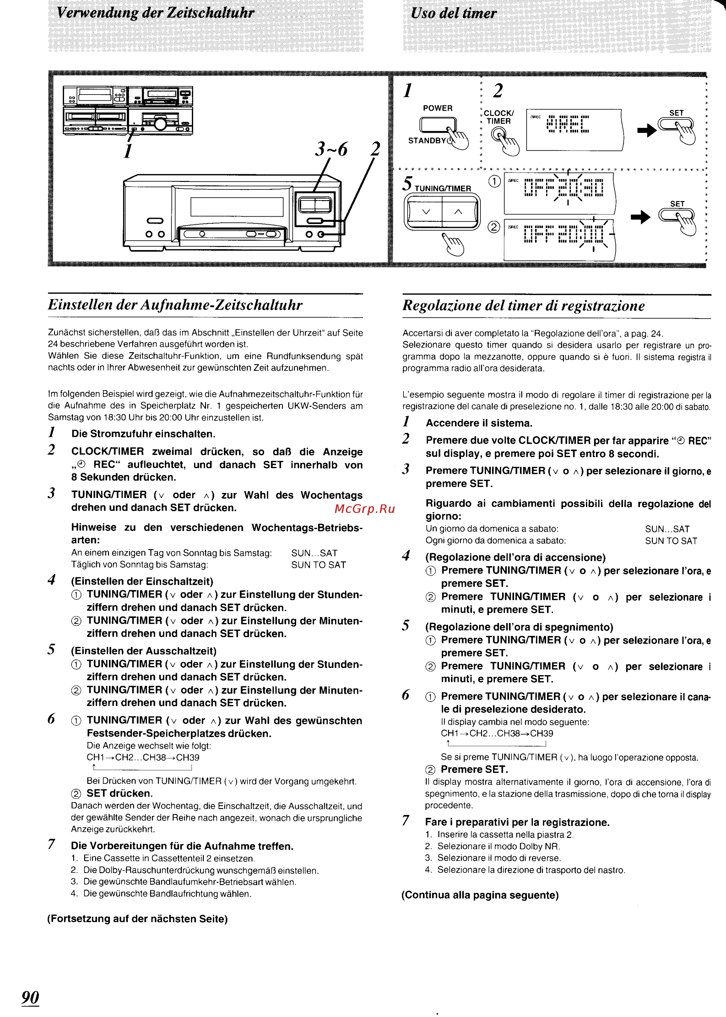 Technics SC-CH570 [86/105] Einstellen der aufnahme zeitschaltuhr regolazione del timer di re gist razio ne