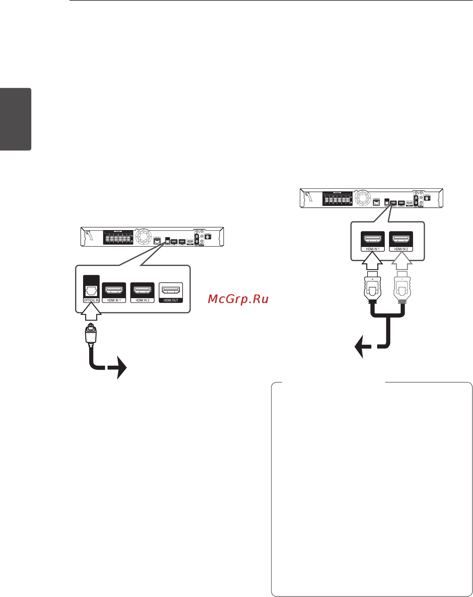Pioneer BCS-414B [26/72] Подключение через разъем optical in