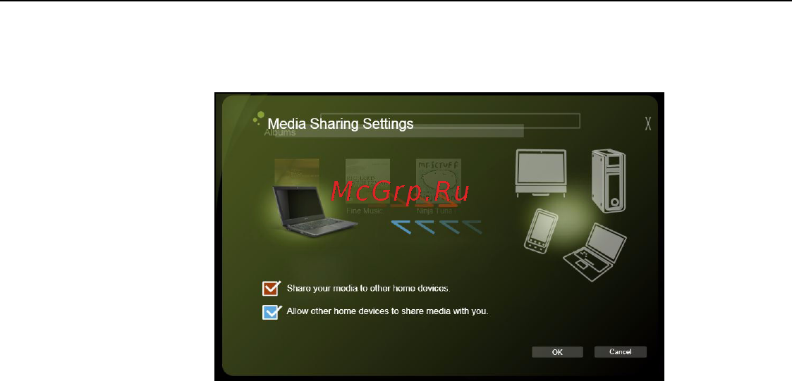 Acer S3-951-2634G25NSS [56/97] Настройки общего доступа к медиафайлам