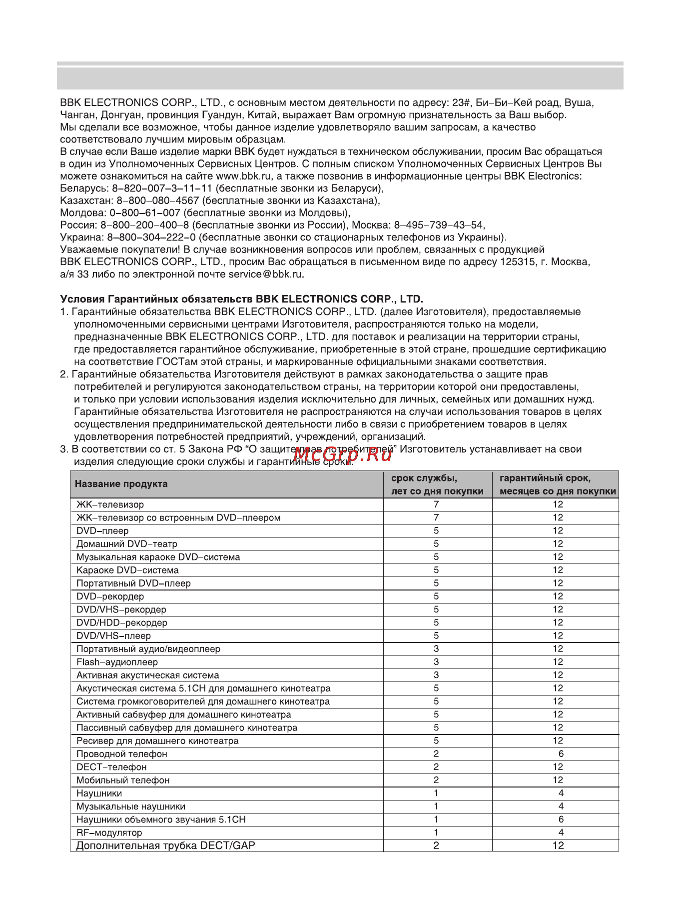 BBK BKD-25 RU [20/23] Прочее