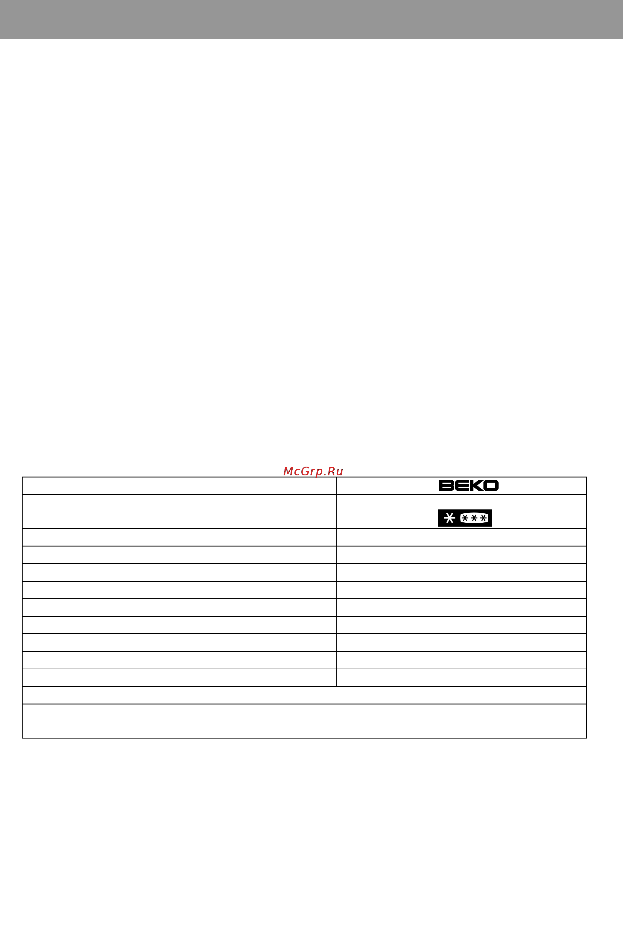 Beko DSK 33000 [14/23] Technical data
