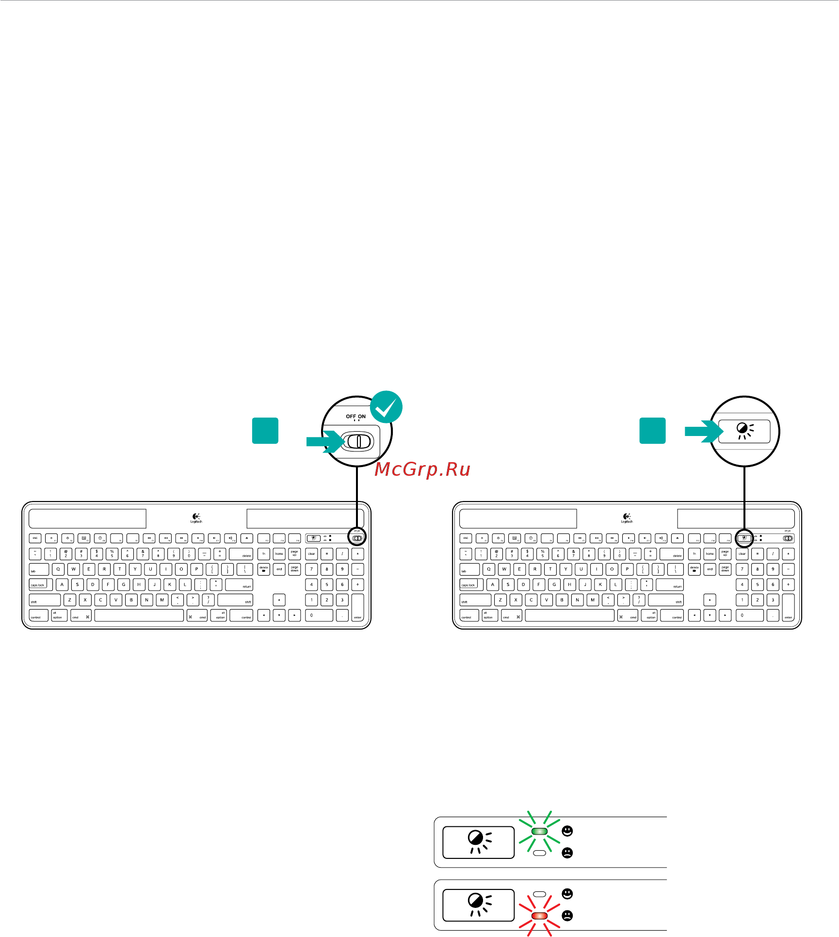 Logitech Wireless Solar Keyboard K750 [2/6] Показания светодиодного индикатора проверки освещенности