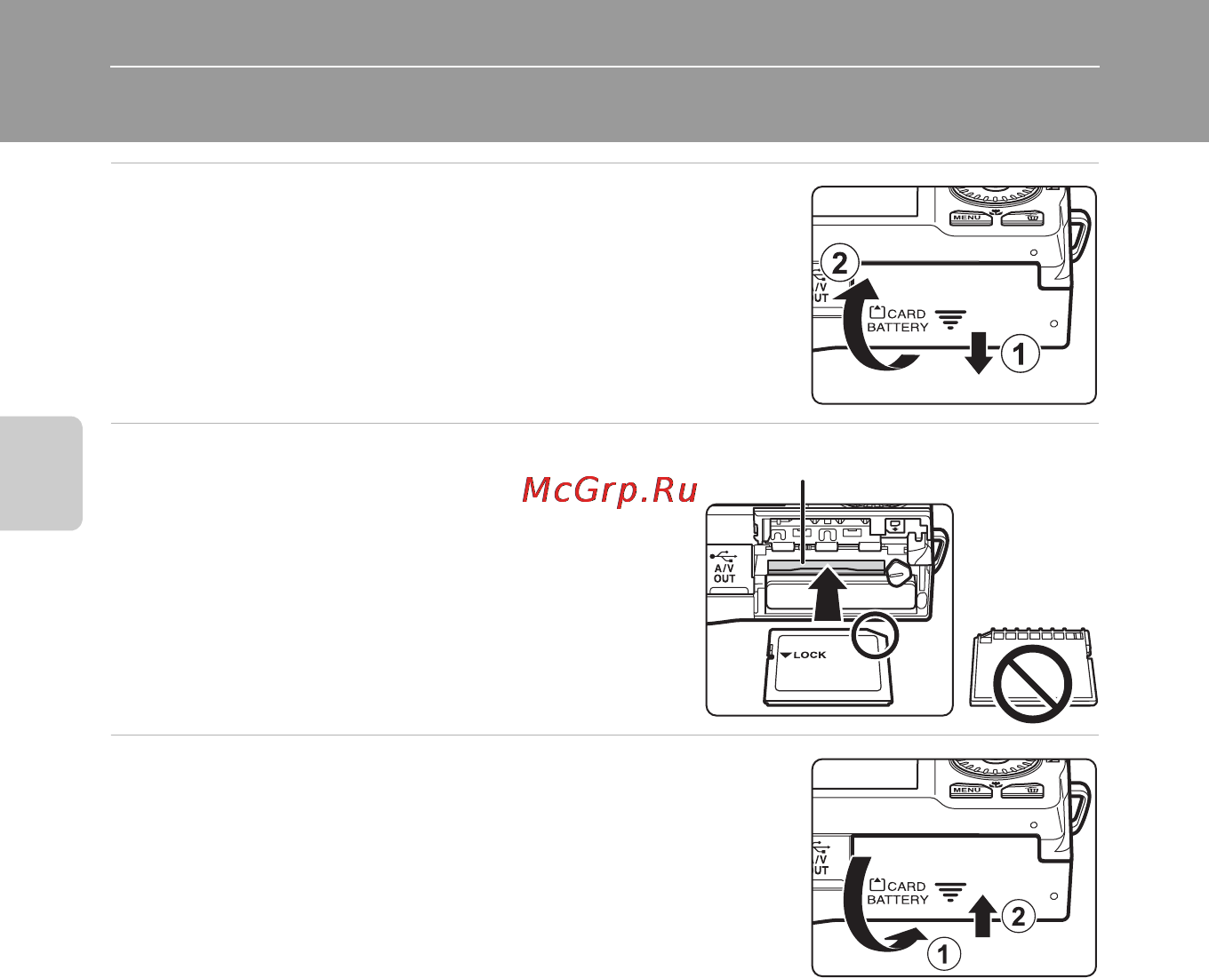Nikon S6200 Black [34/132] Подготовка 3 установка карты памяти