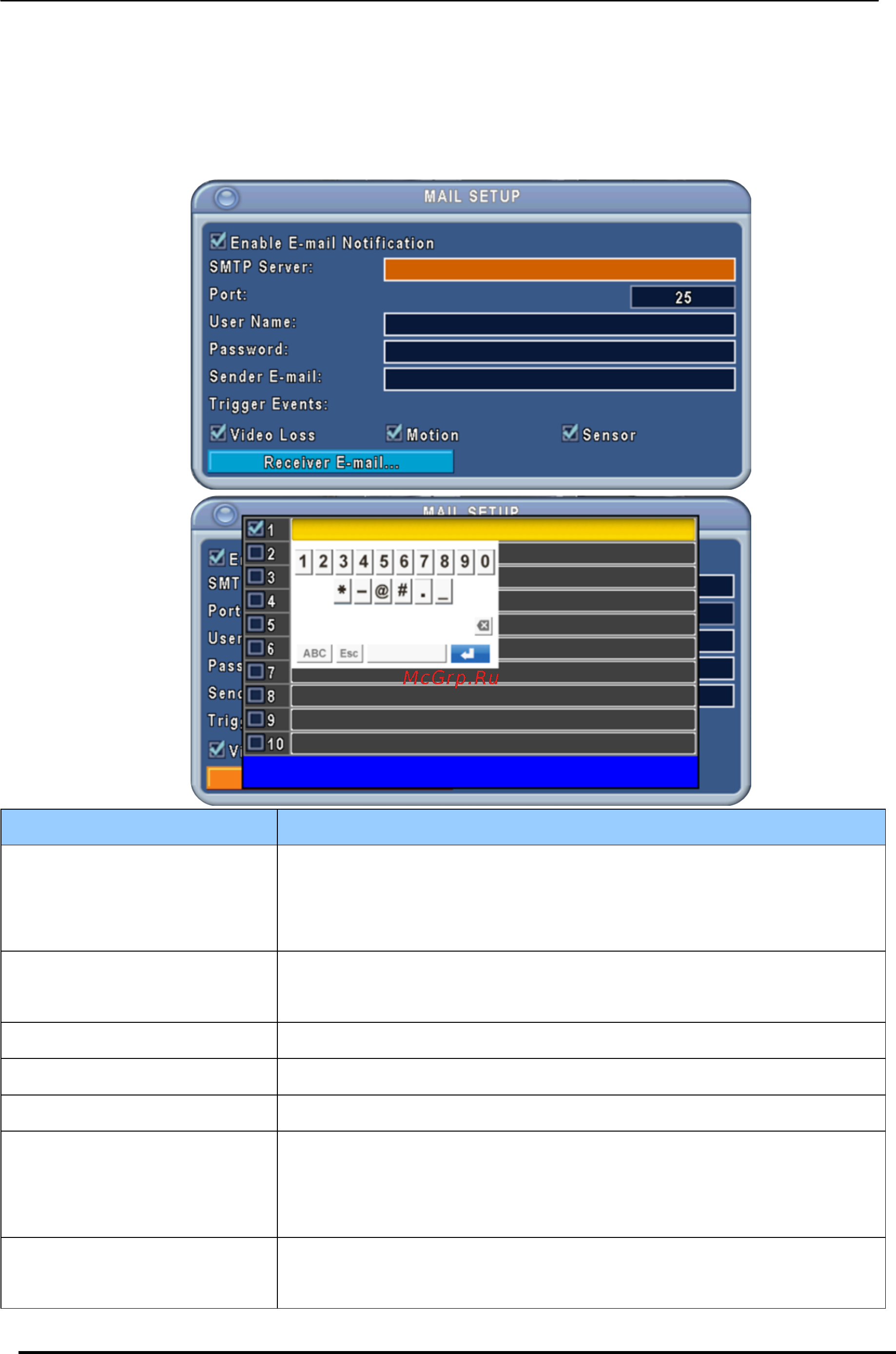 Pinetron PDR-XM2000 [35/49] Mail setup настройки почты