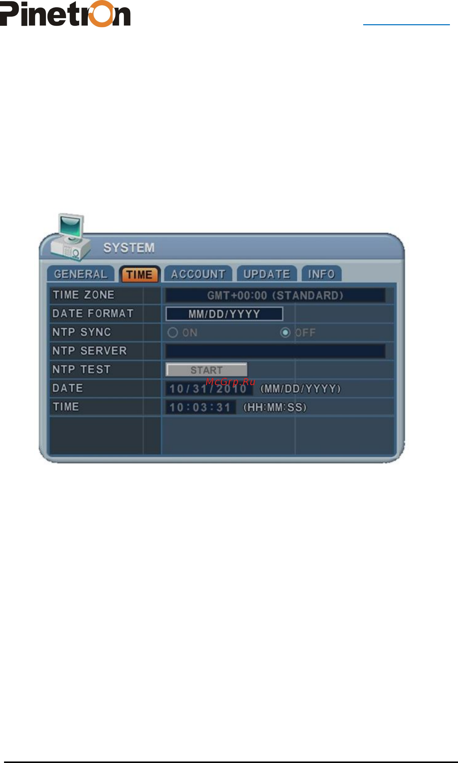 Pinetron PDR-XM4000 [21/89] Установка времени даты