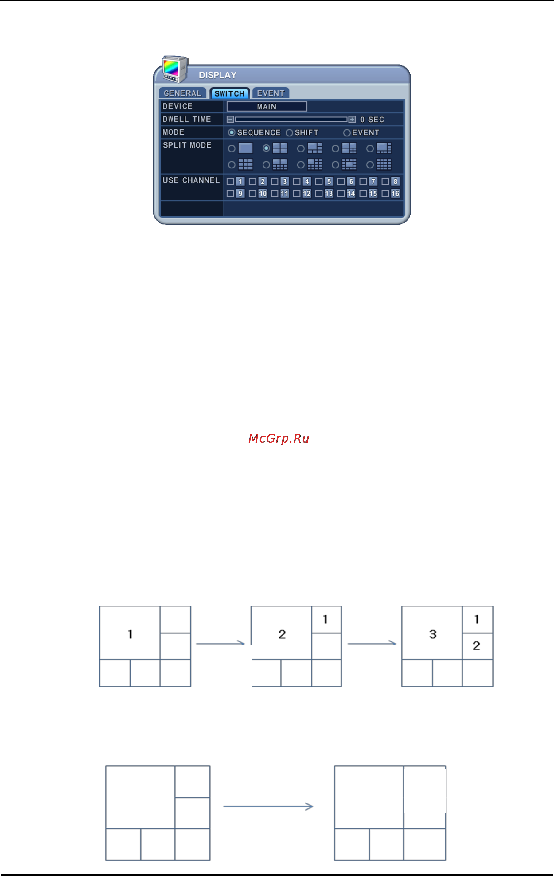 Pinetron PDR-X7000 [33/91] Switch настройка режима переключения каналов