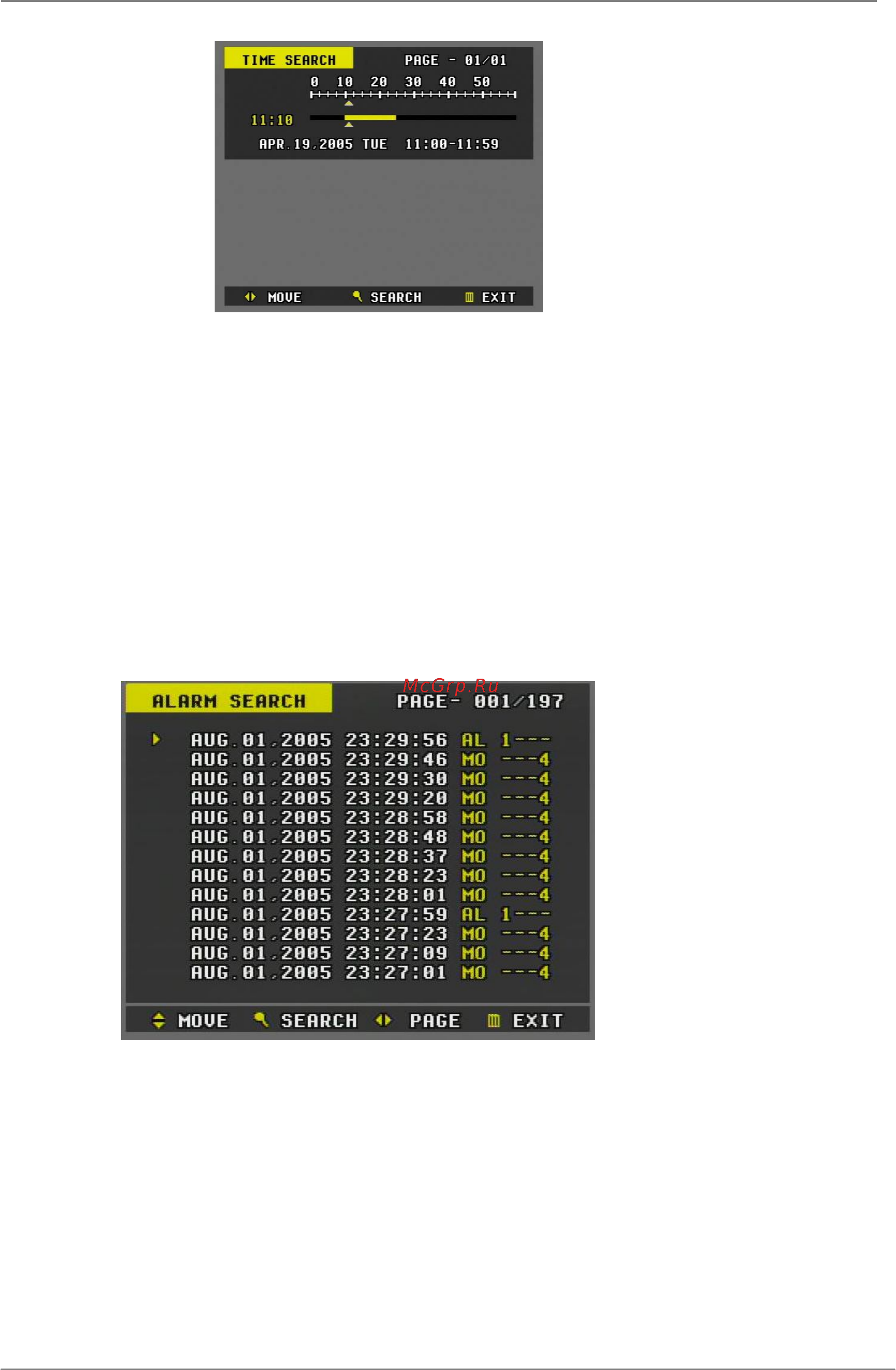 Pinetron PDR-J1000 [44/95] Поиск по событию поиск записей по сигналу датчика тревоги или детектора движения