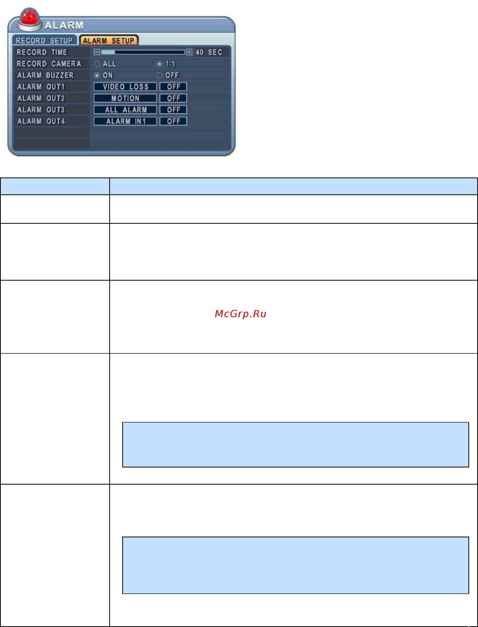 Pinetron PDR-M1000 [28/114] Alarm setup настройка записи по тревоге