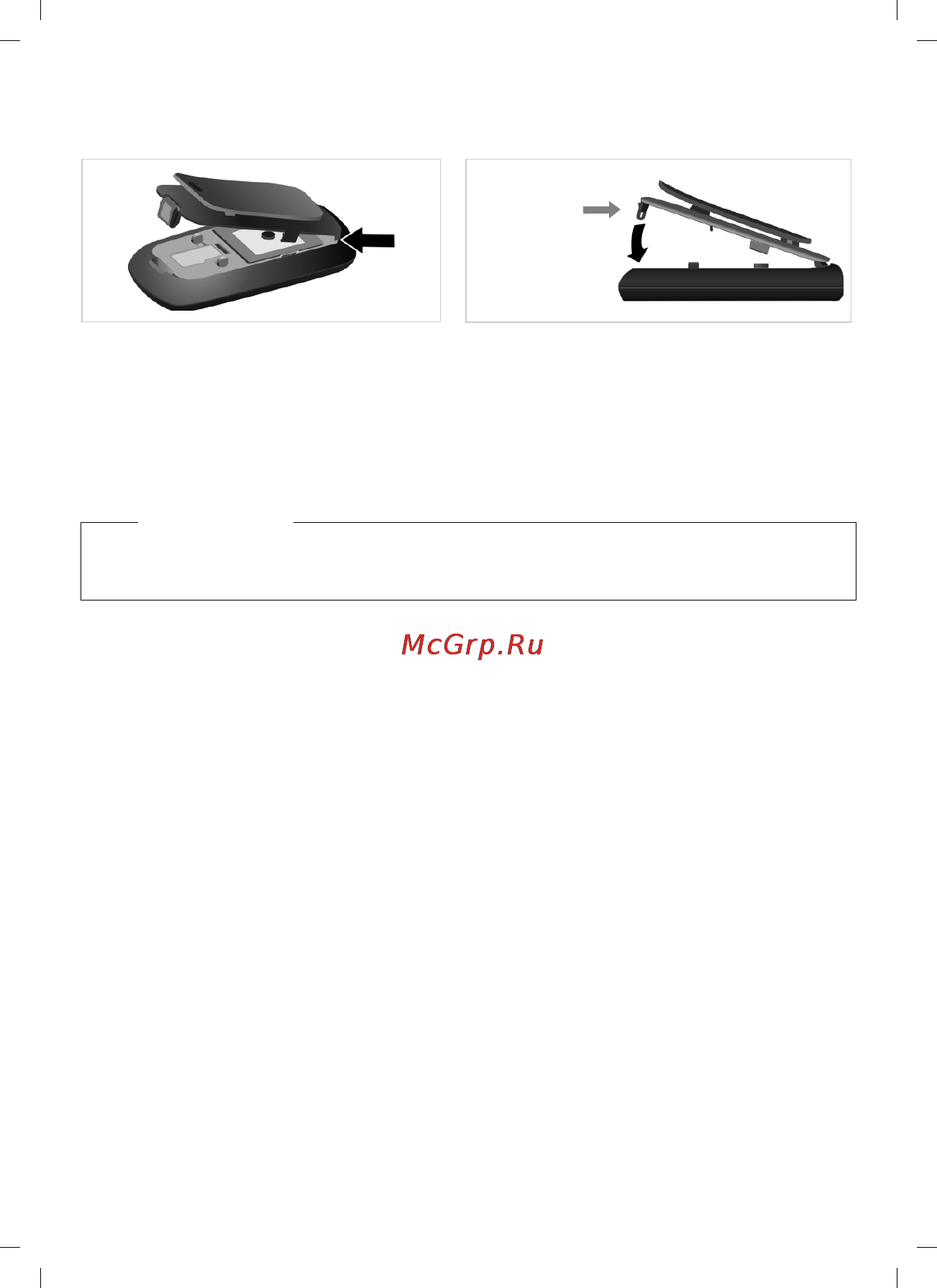 Gigaset C610/L410 [111/127] Закрытие крышки отсека для аккумуляторов