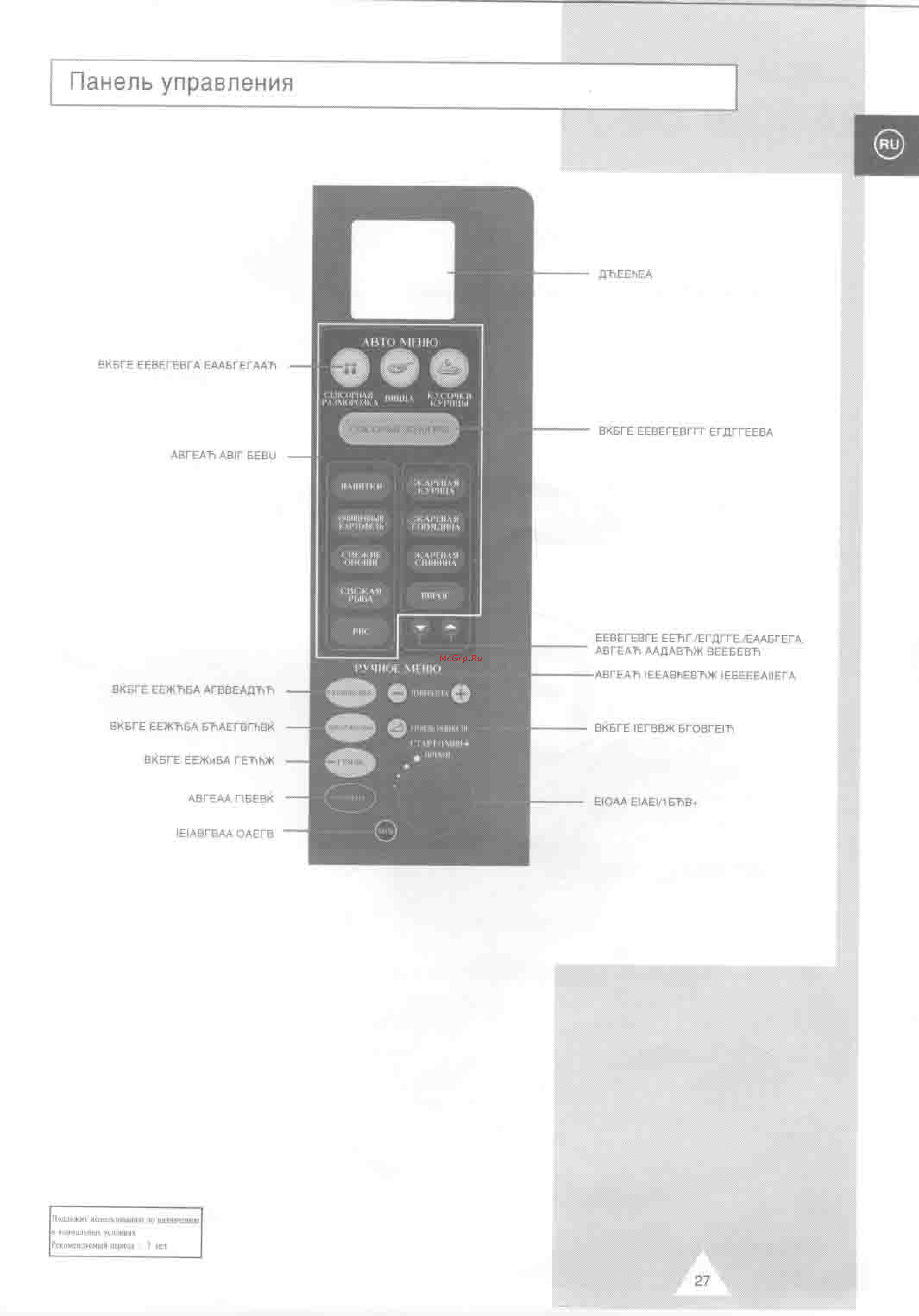 Samsung CO88R [27/28] Панель управления