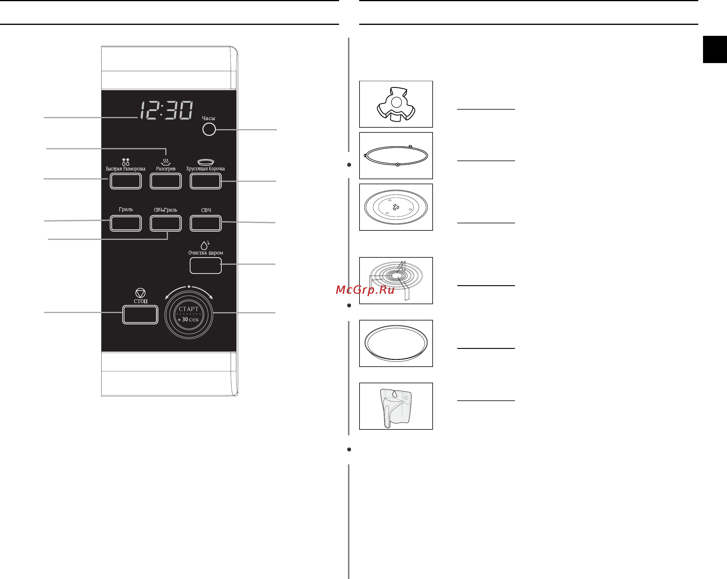 Samsung GE87WR [3/24] Панель управления