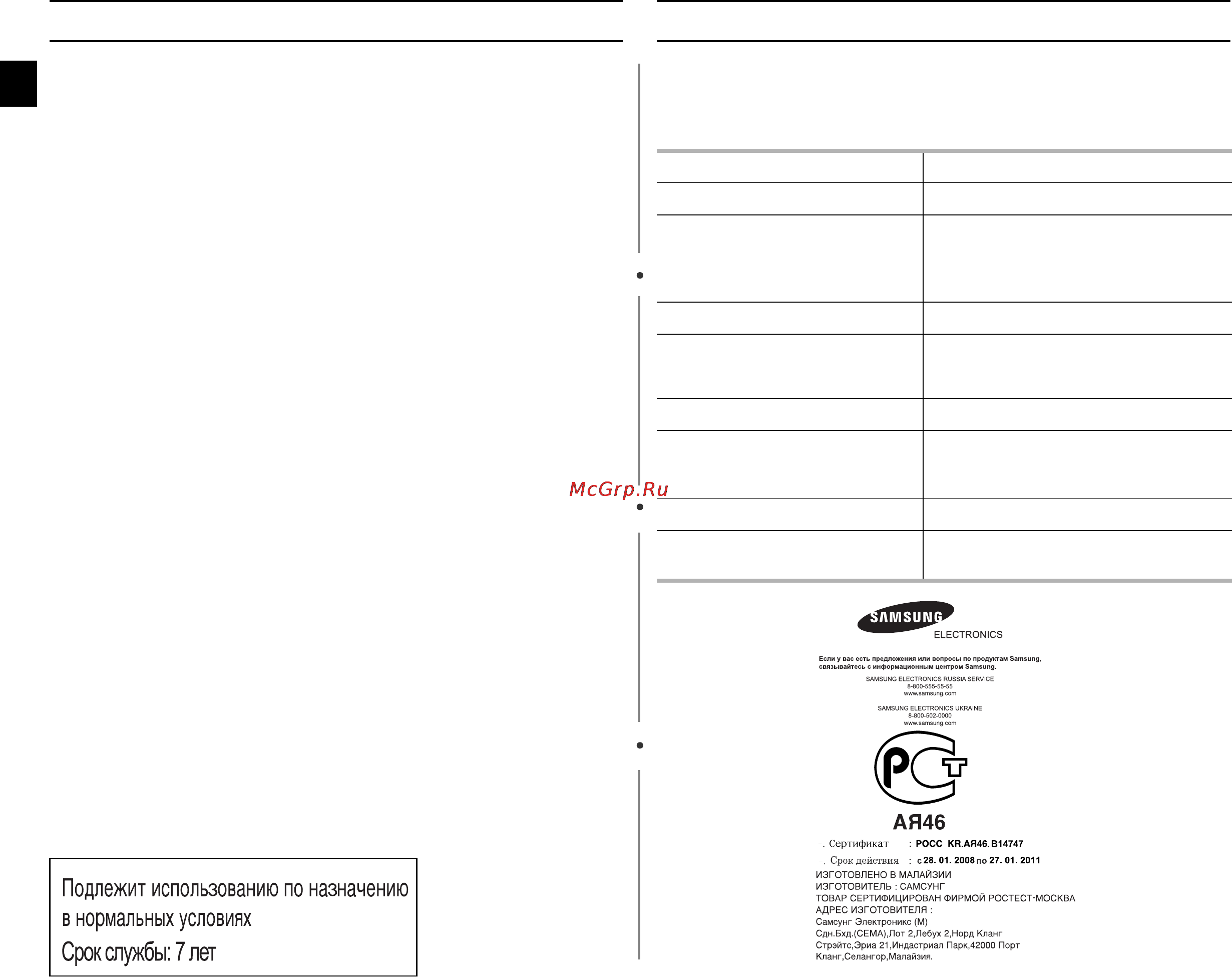 Samsung G271ER [16/16] Технические характеристики