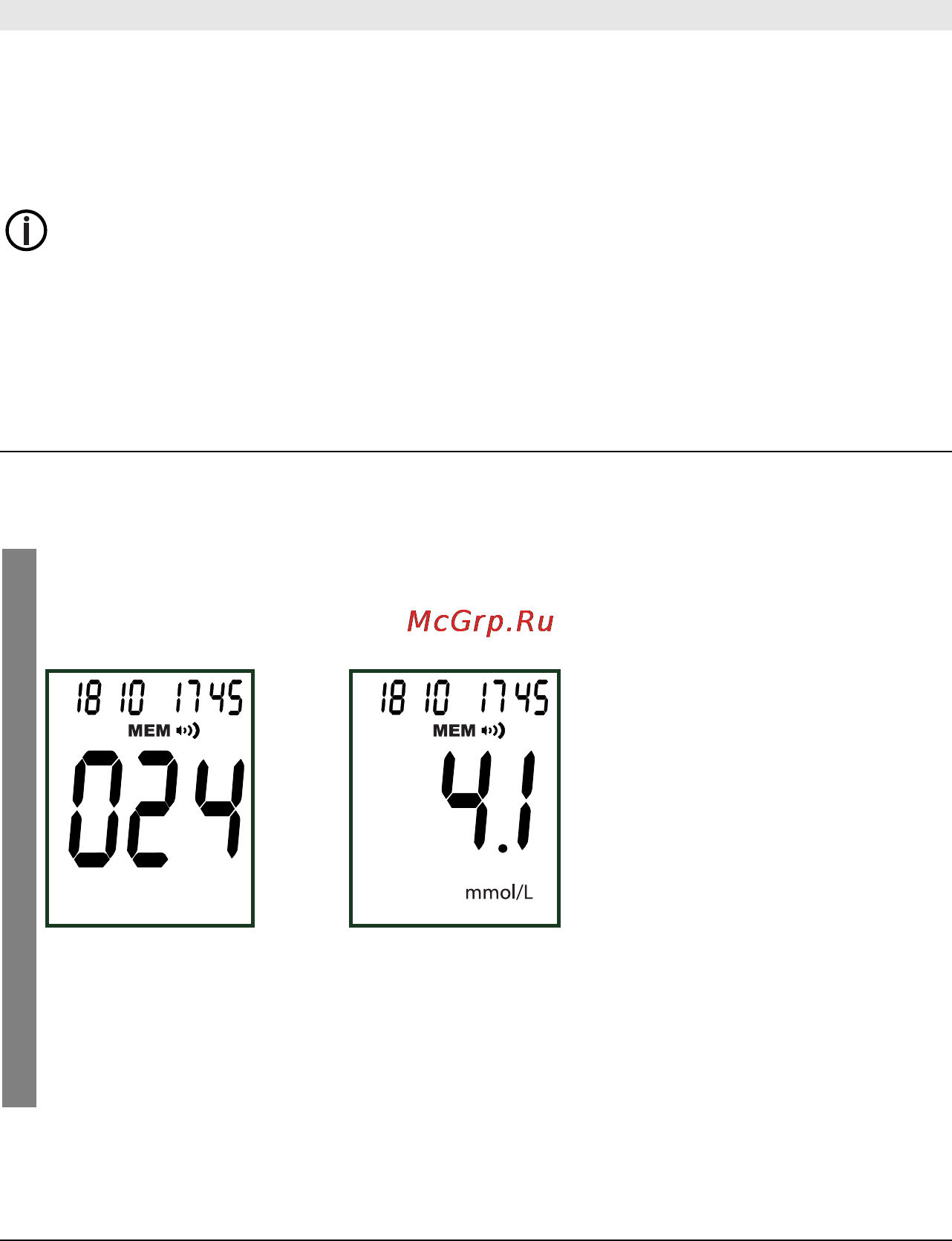 Beurer GL40 (mmol/L) [28/40] The measured value memory