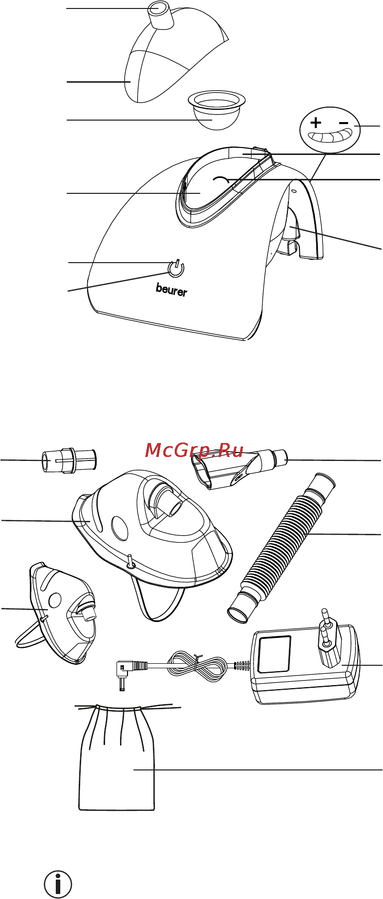 Beurer IH 40 [34/80] Descripción del aparato y de los accesorios del inhalador