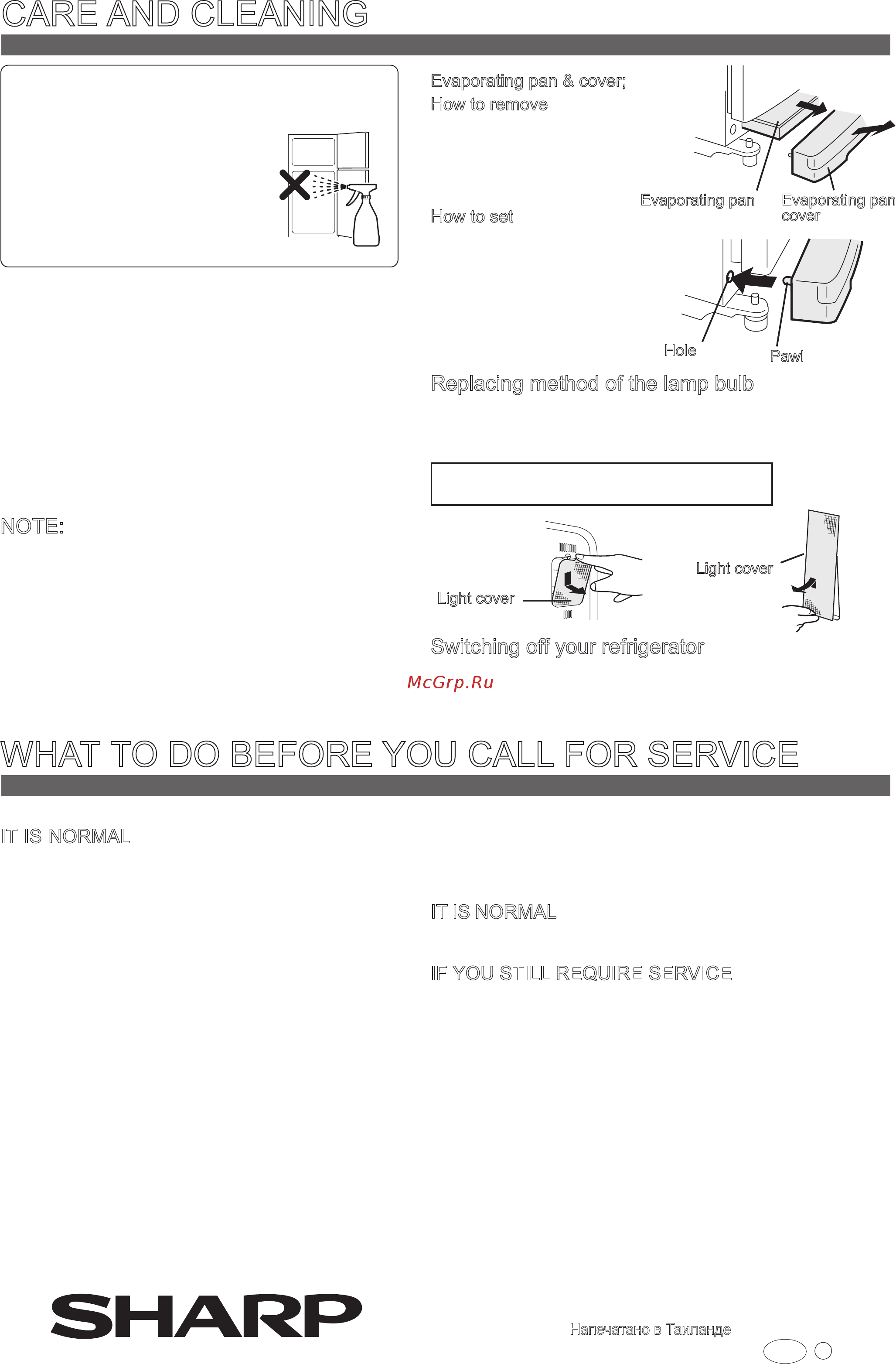 Sharp SJ-692 NBE [12/12] What to do before you call for service