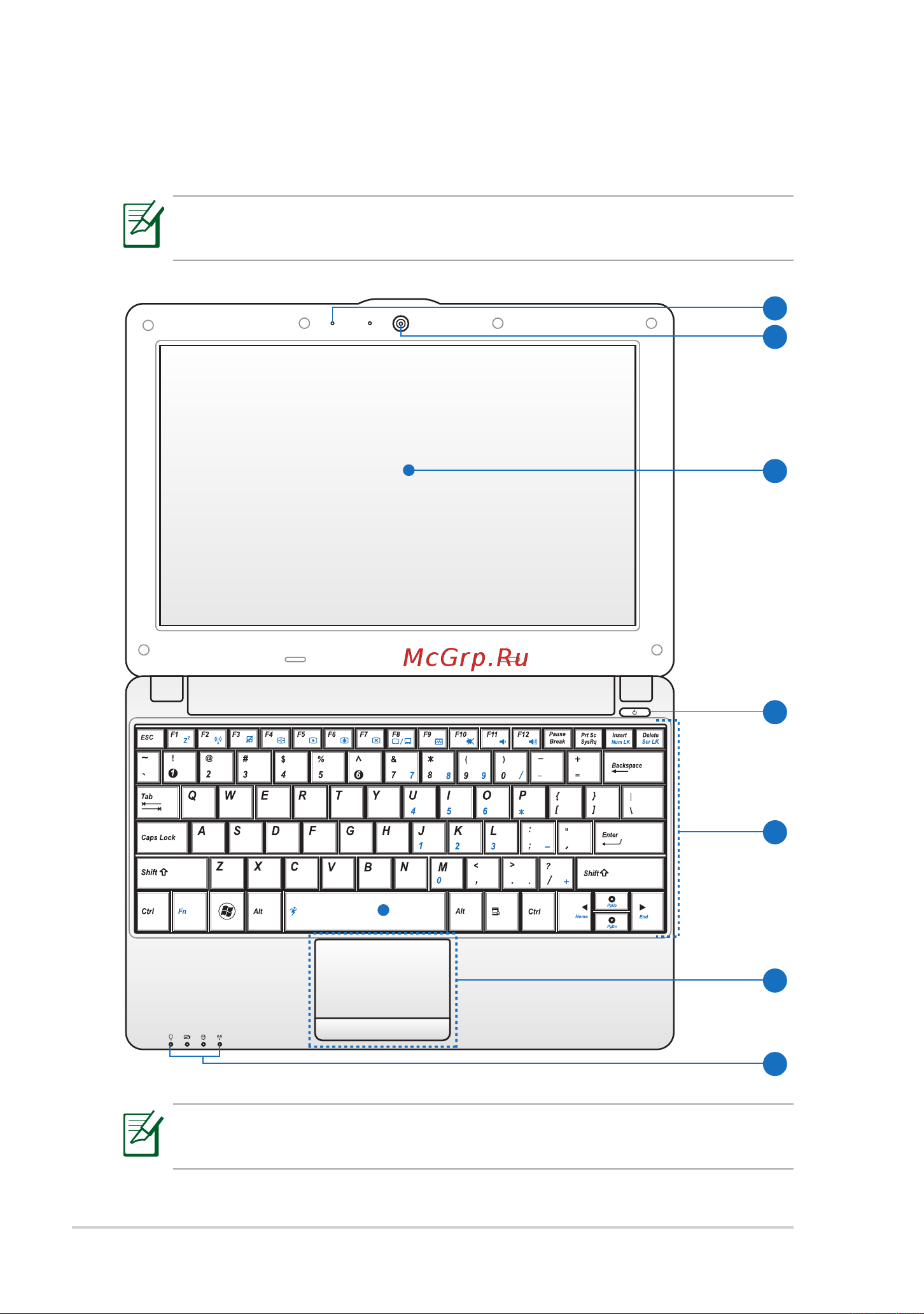 Asus EEEPC 1001PX WIN7 [10/58] Верхняя сторона