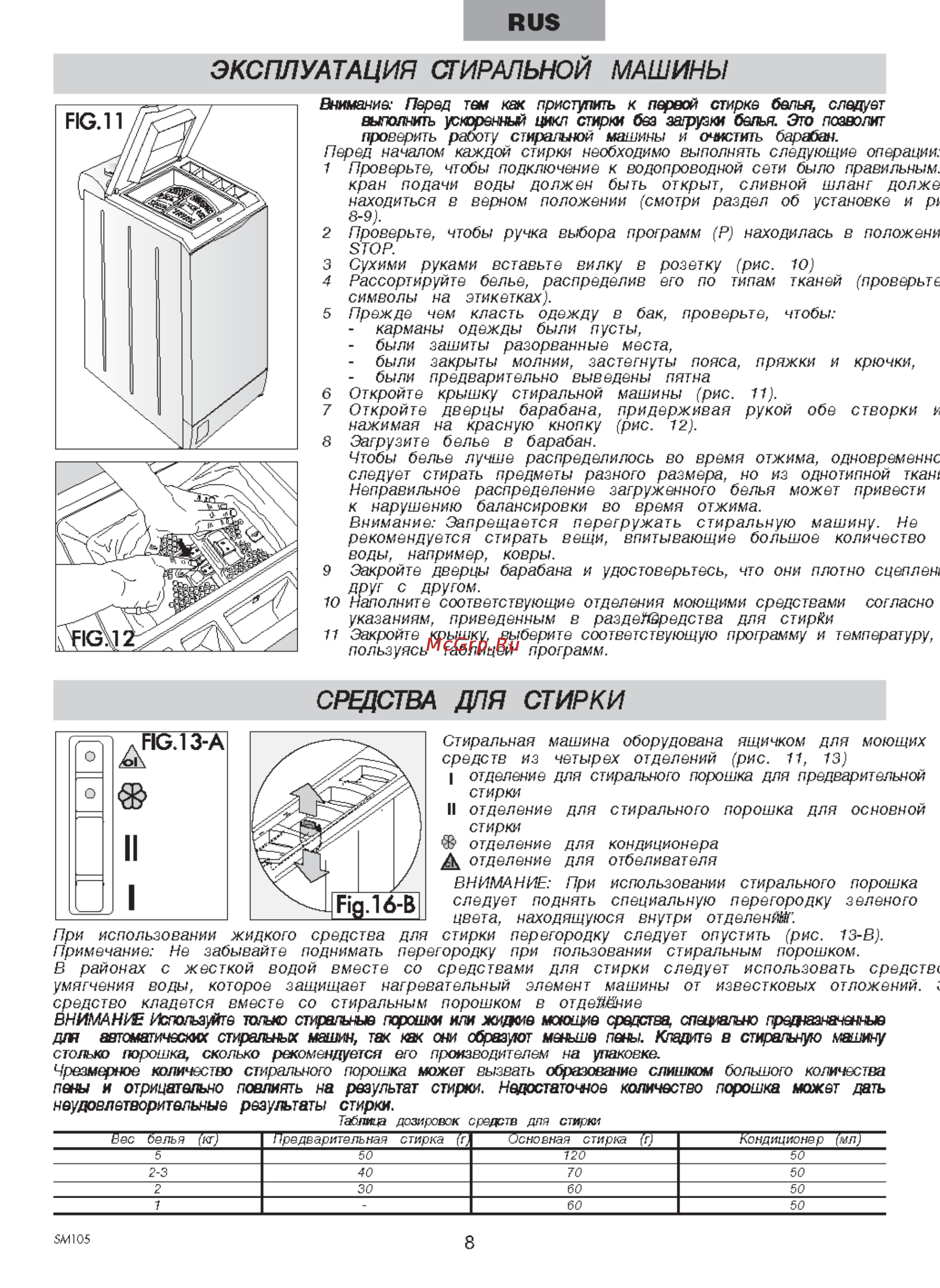 Ardo TL1000X [8/12] Средства для стирки