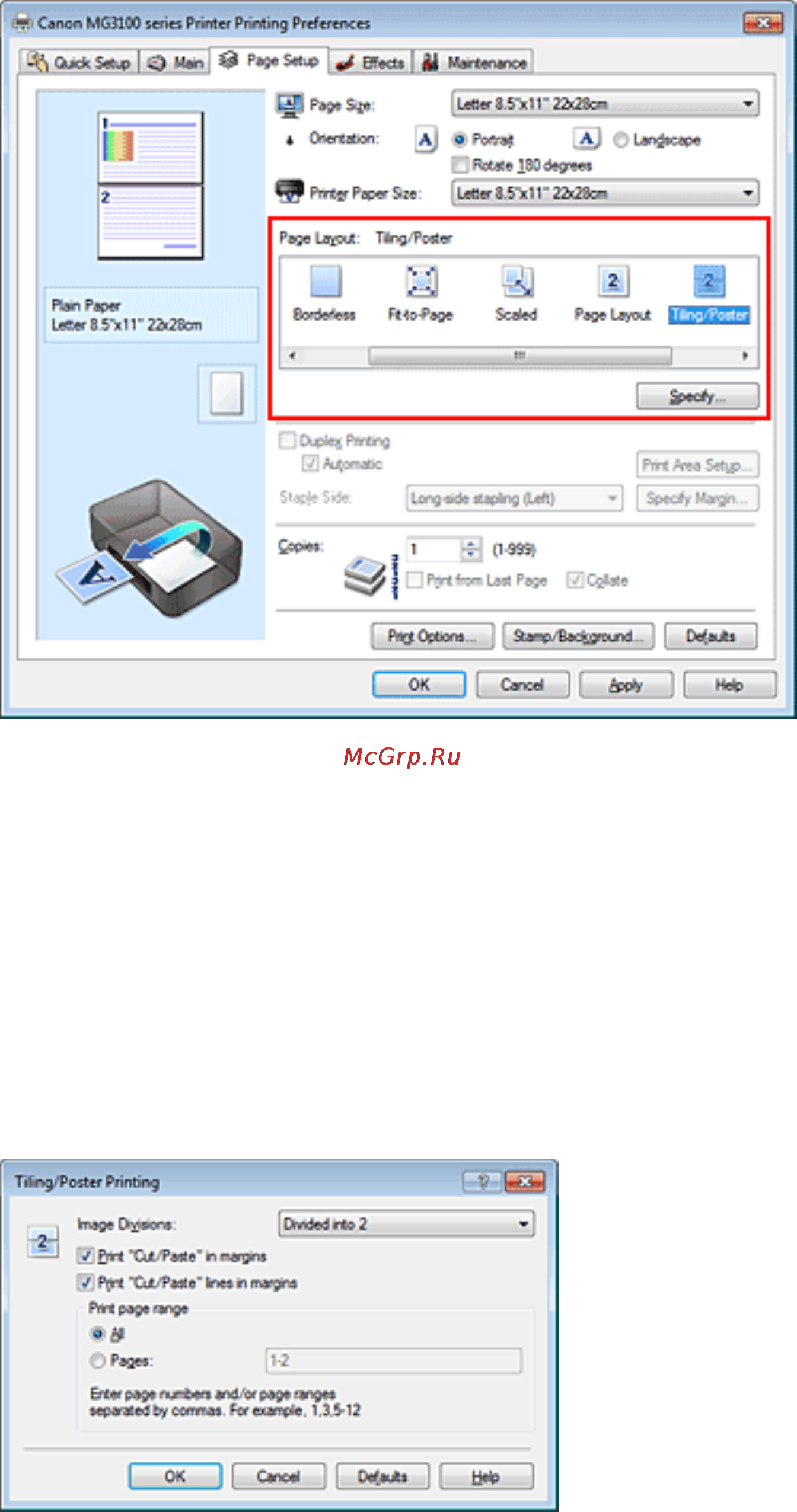 Canon PIXMA MG3140 [215/964] Page 215 of 964 pages печать в виде плитки постера