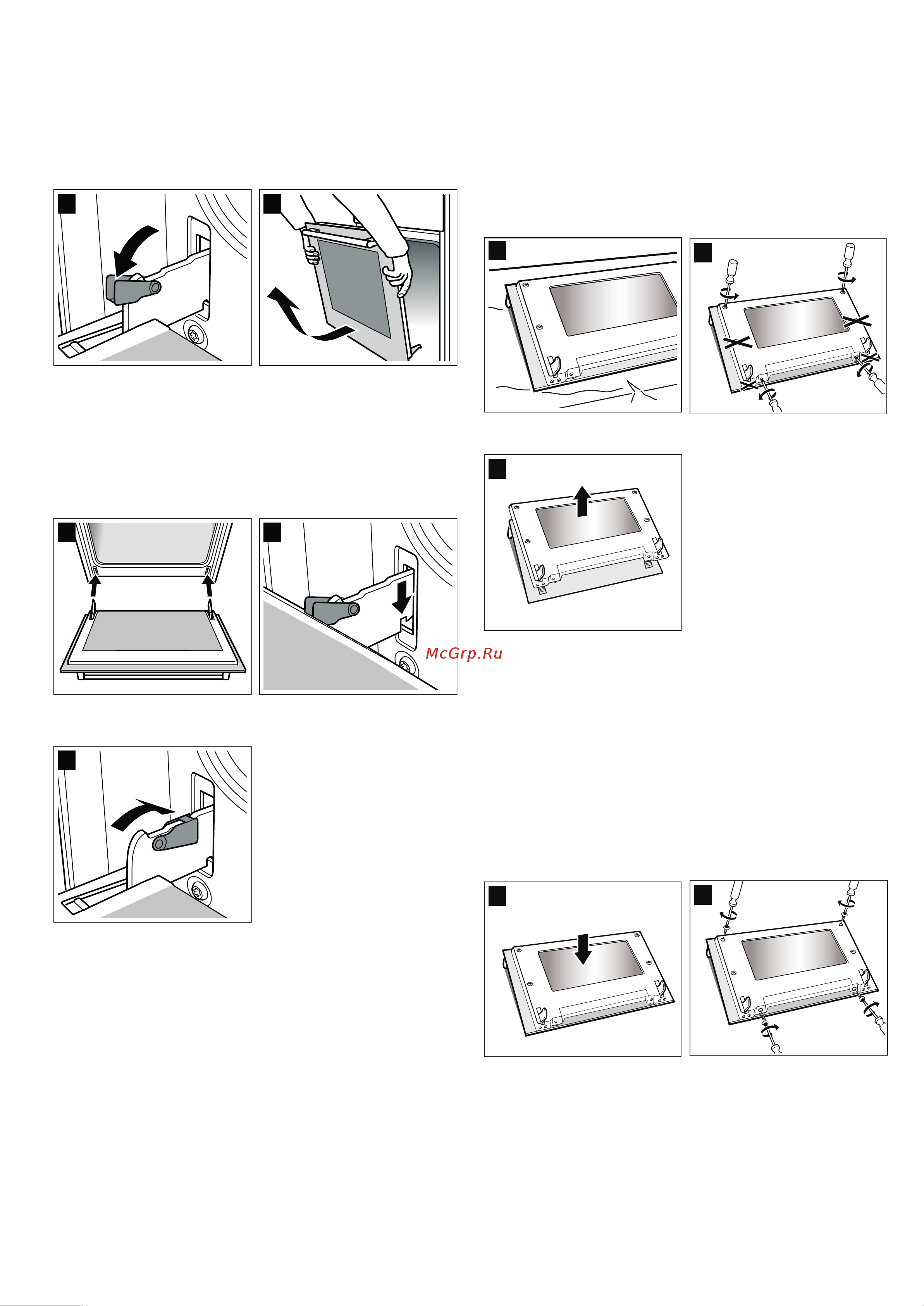 Bosch HBN211E0 [26/72] Glazen deurplaten uit en inbouwen