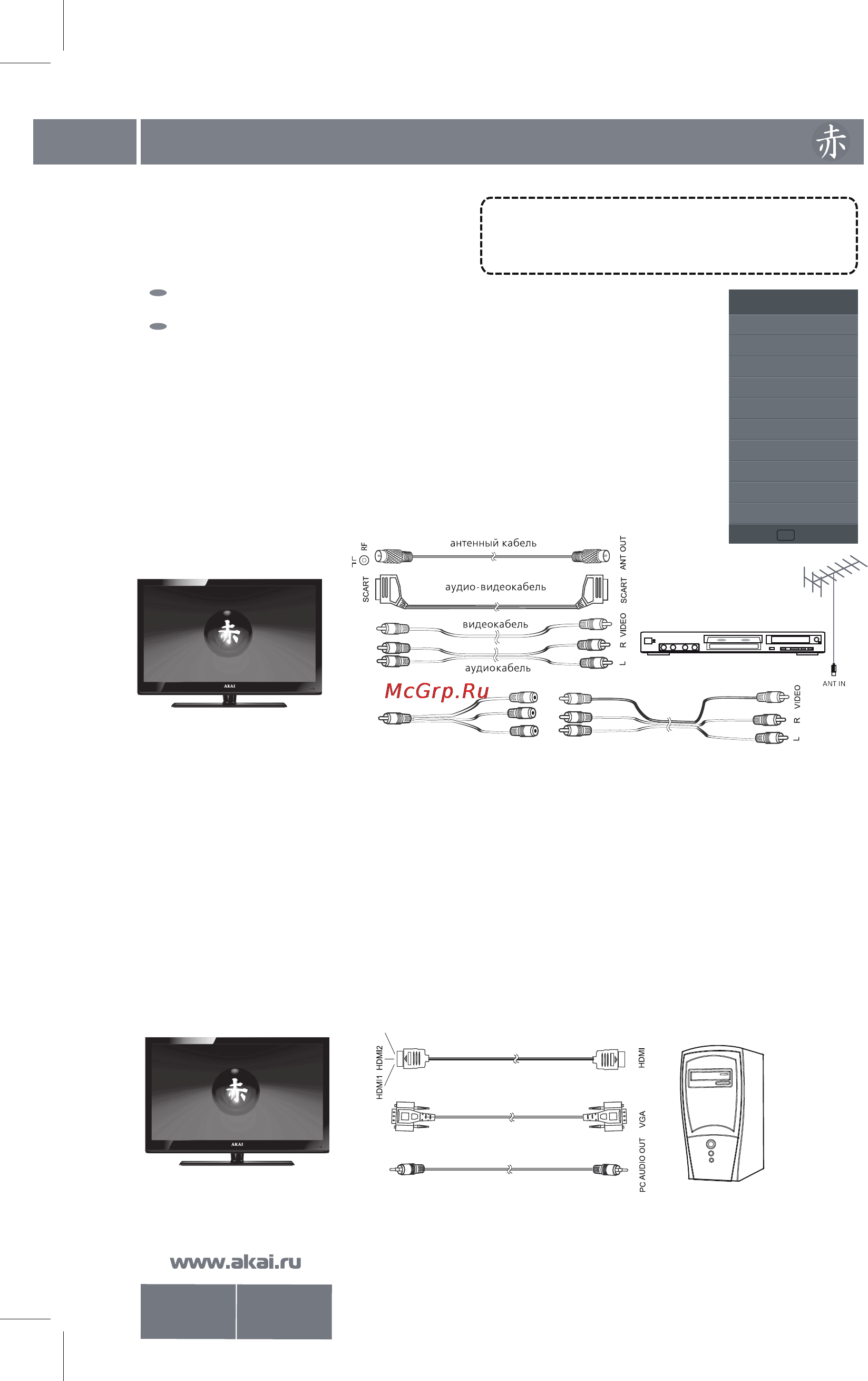 Akai LTA-32L09P [11/30] Подключение внешних устройств