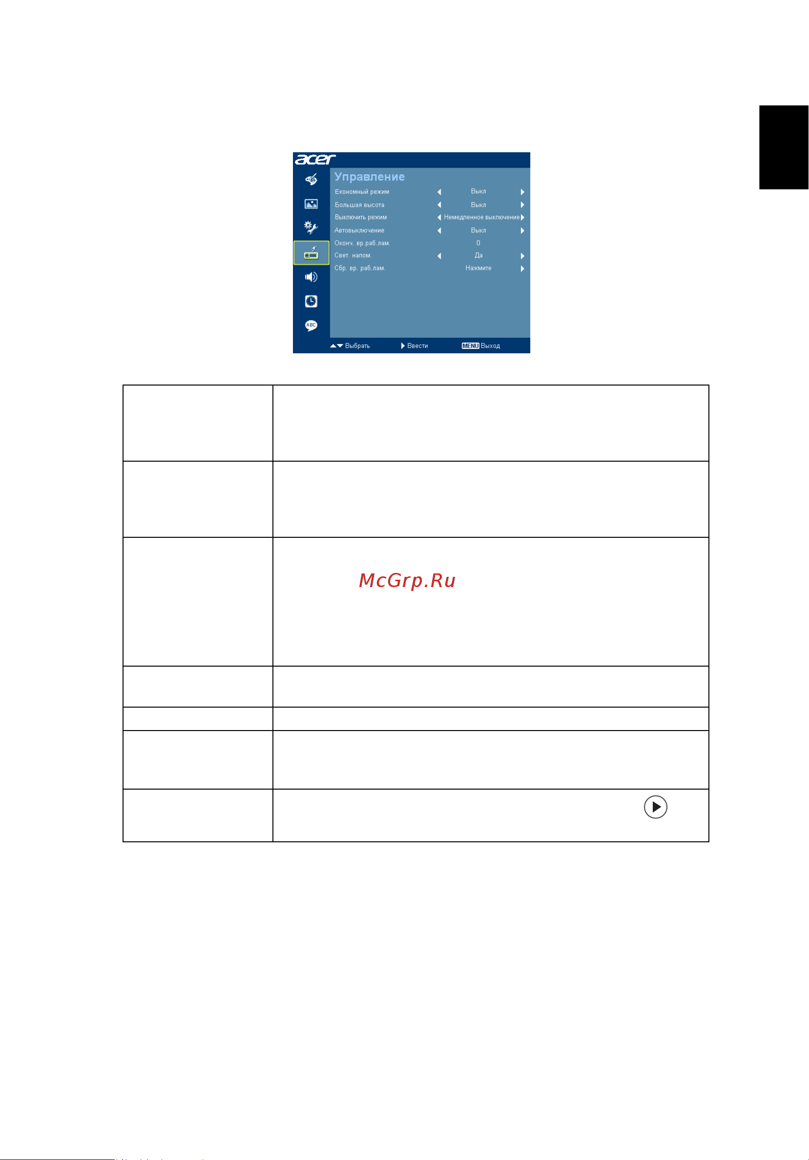 Acer X1111 [39/63] Управление
