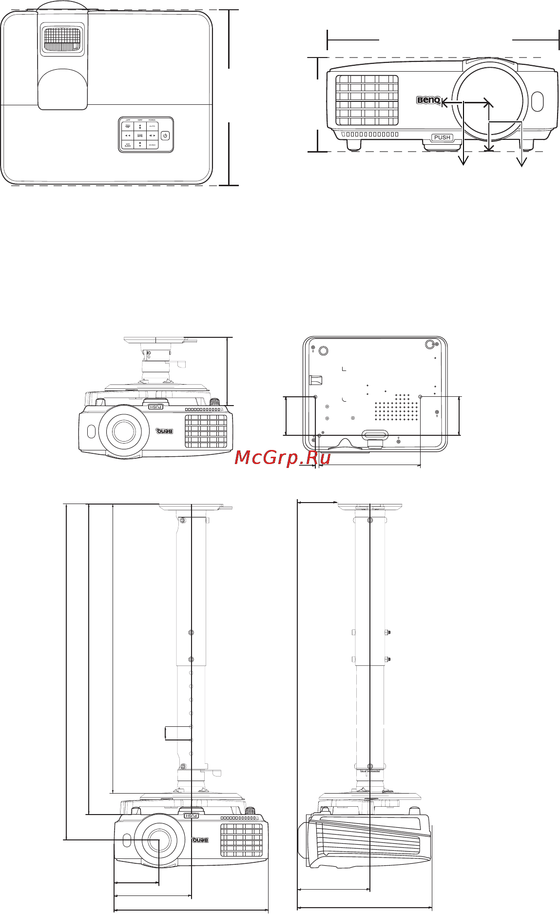 Benq MW621ST [57/62] Установка для потолочного монтажа