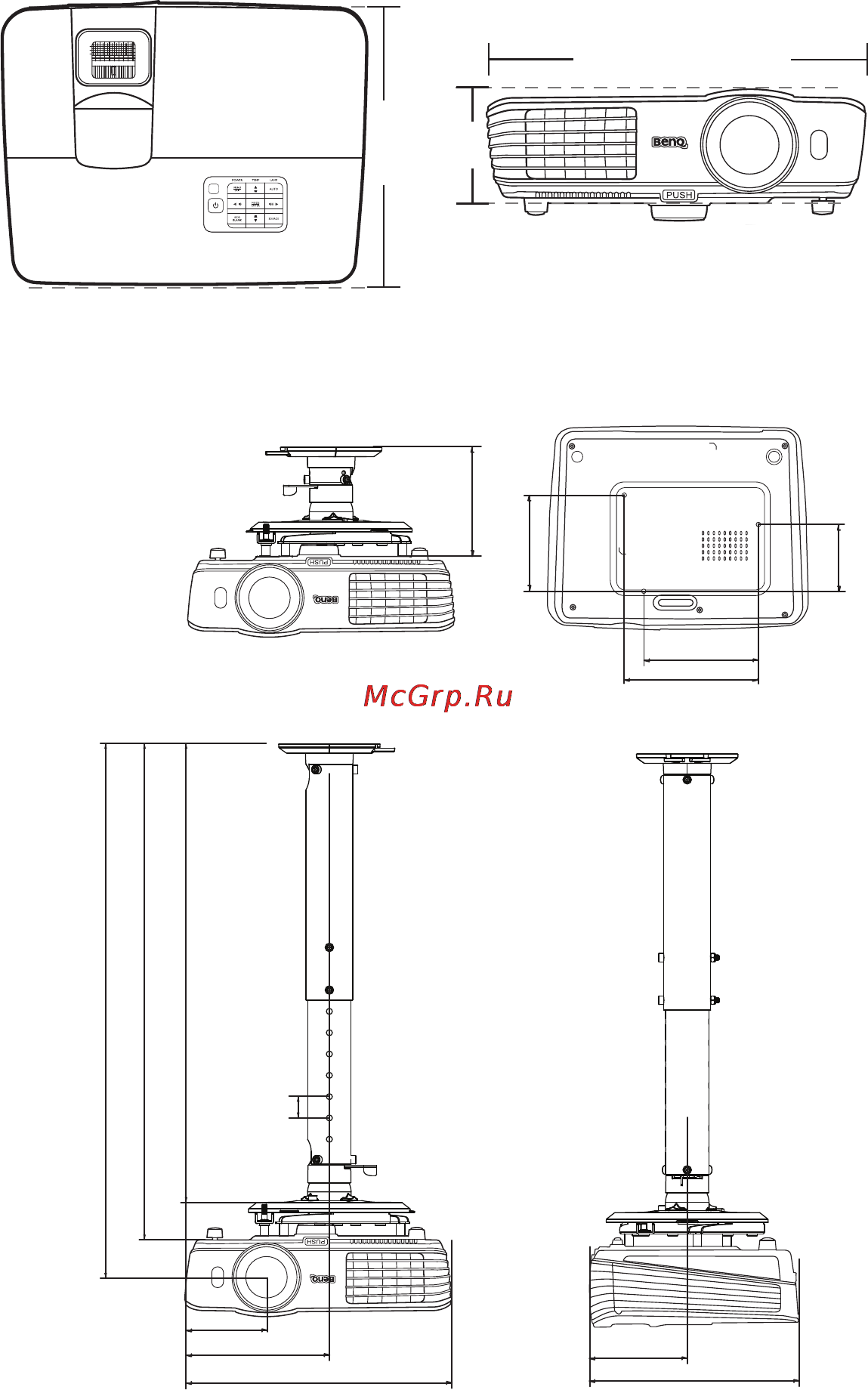 Benq MH680 [59/64] Габаритные размеры