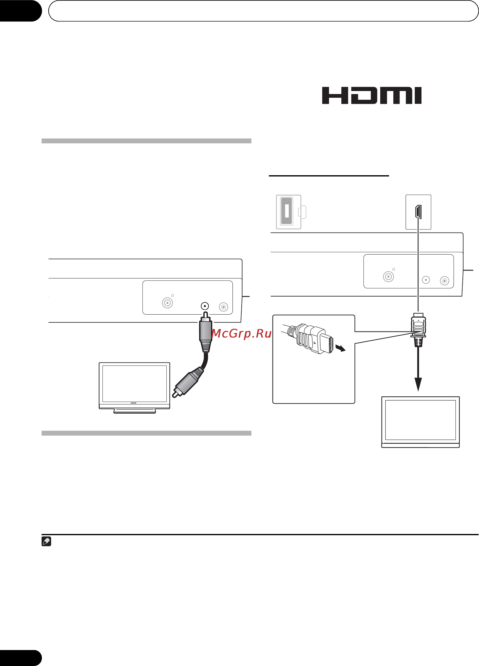 Pioneer X-SMC1-K [120/156] После подключения выполните настройки разрешения и цветности hdmi в соответствии с телевизором совместимым с hdmi также обращайтесь к инструкции по эксплуатации к телевизору совместимому с hdmi