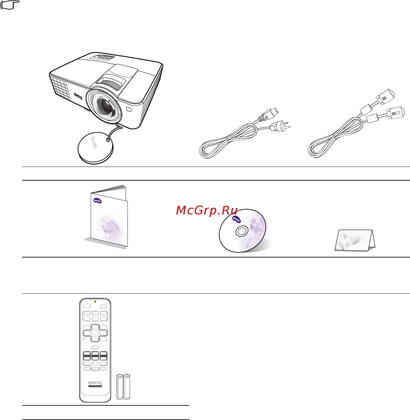 Benq MW820ST [8/66] Комплект поставки