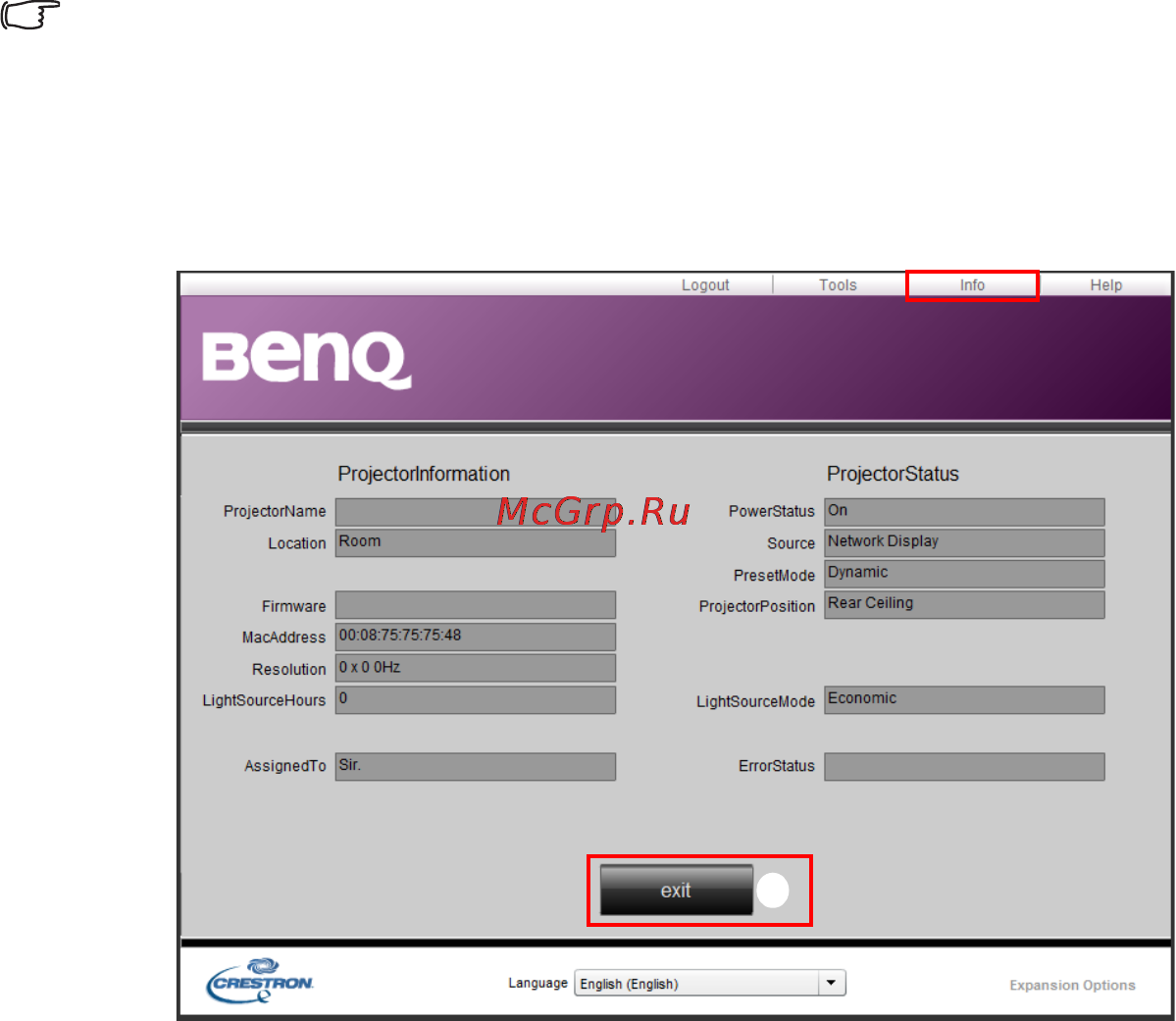 Benq MW767 Инструкция по эксплуатации онлайн [55/107] 56319