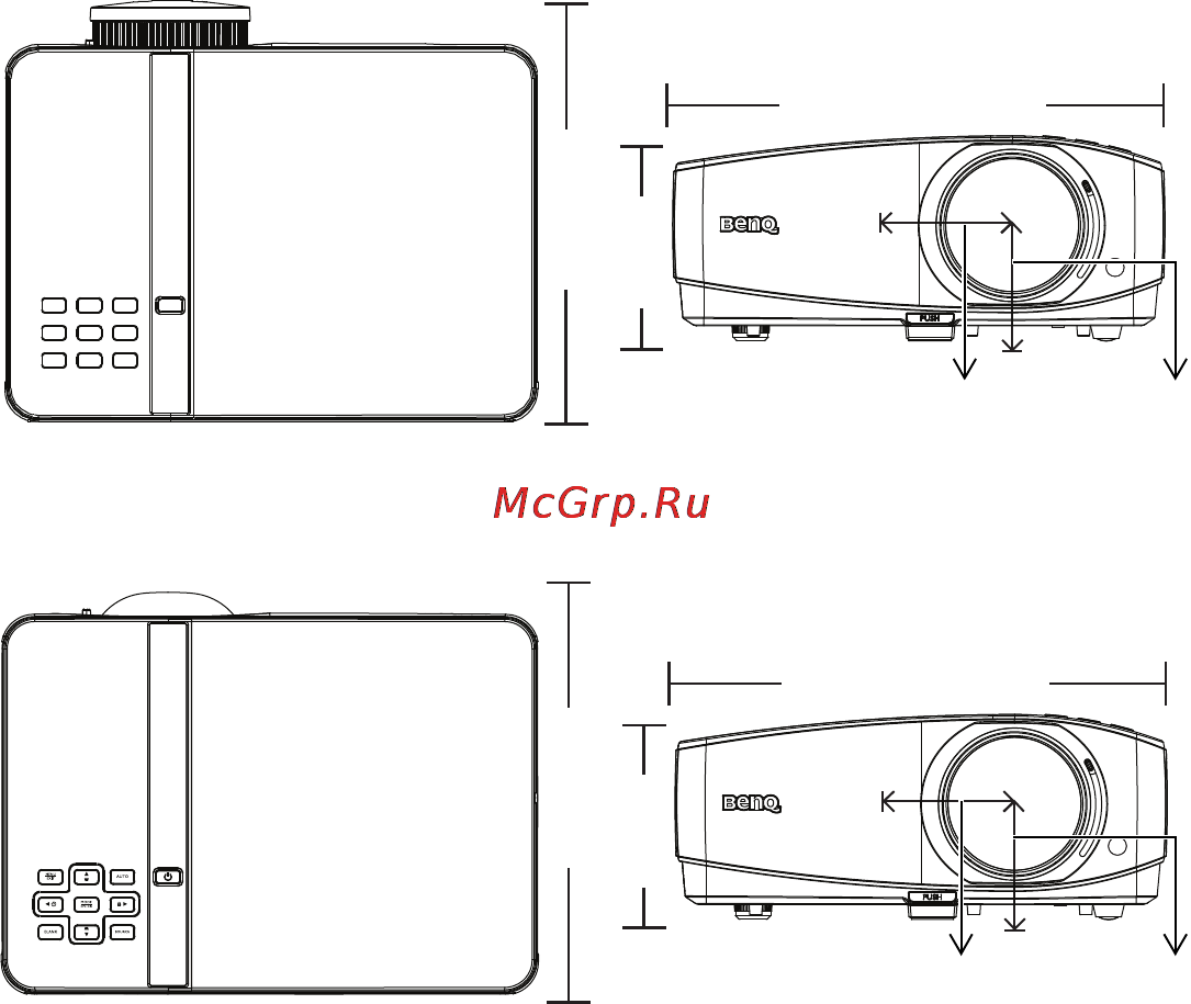 Benq MW767 [97/107] Габаритные размеры