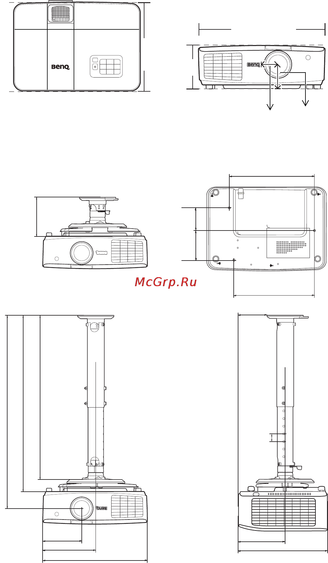 Benq MX722 [59/64] Габаритные размеры