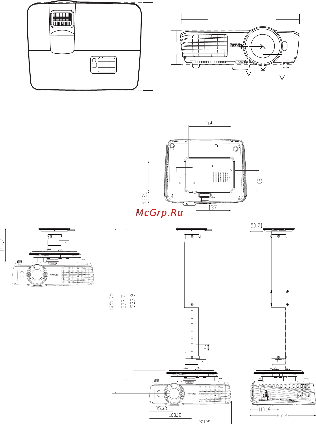 Benq MX520 [55/60] Установка для потолочного монтажа
