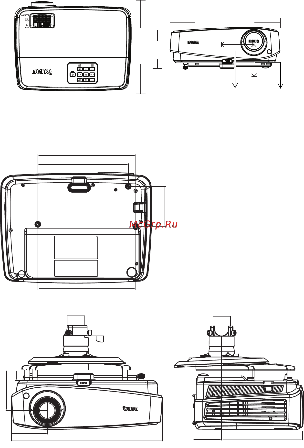 Benq MW519 [69/74] Габаритные размеры