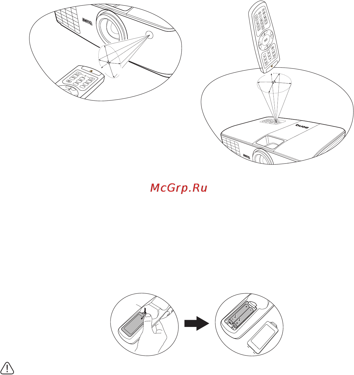 Benq MX764 [13/79] Замена элементов питания пульта ду