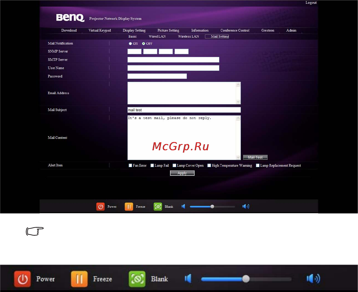 Benq MX764 [48/79] Использование блокировки управления по сети