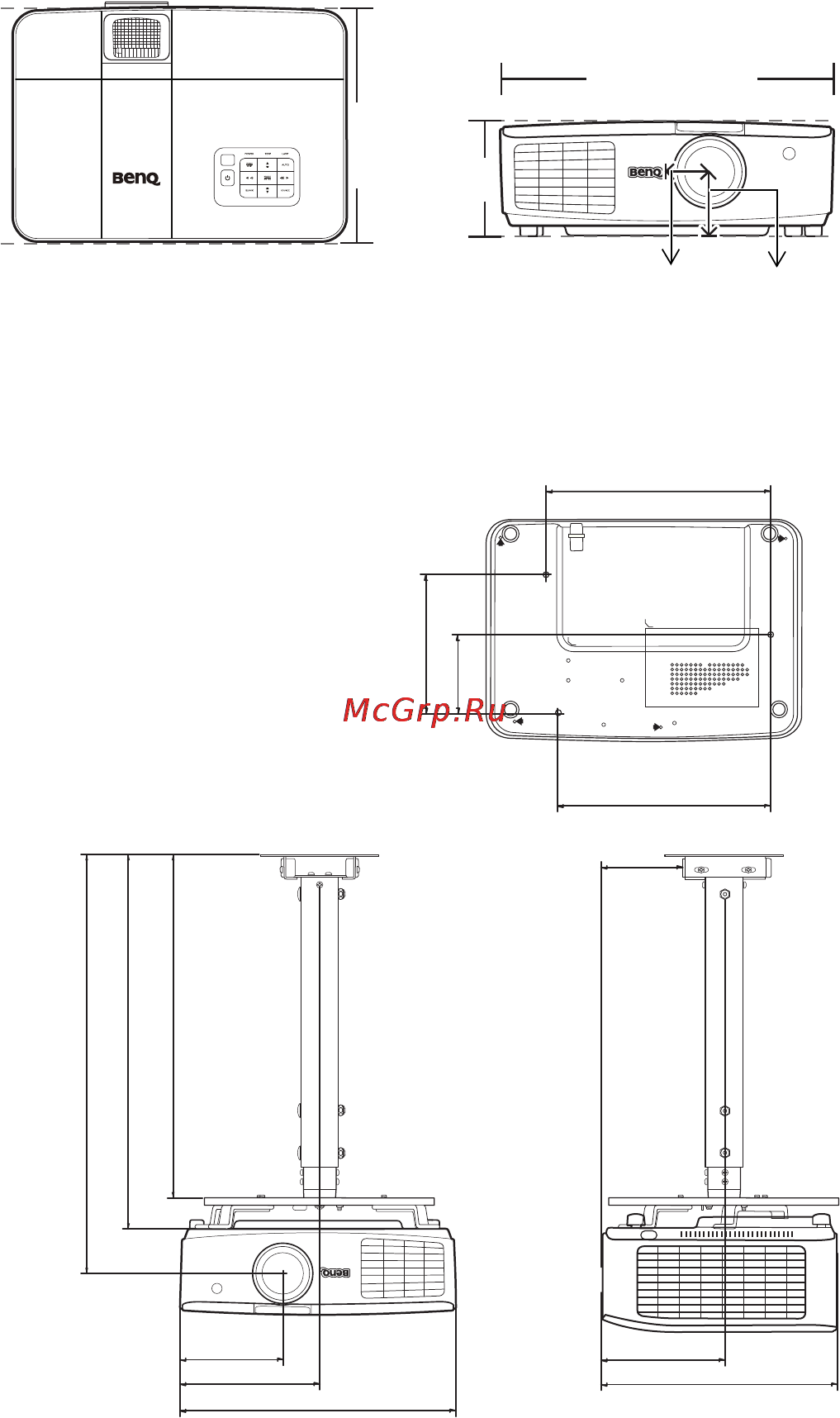Benq MX764 [75/79] Габаритные размеры