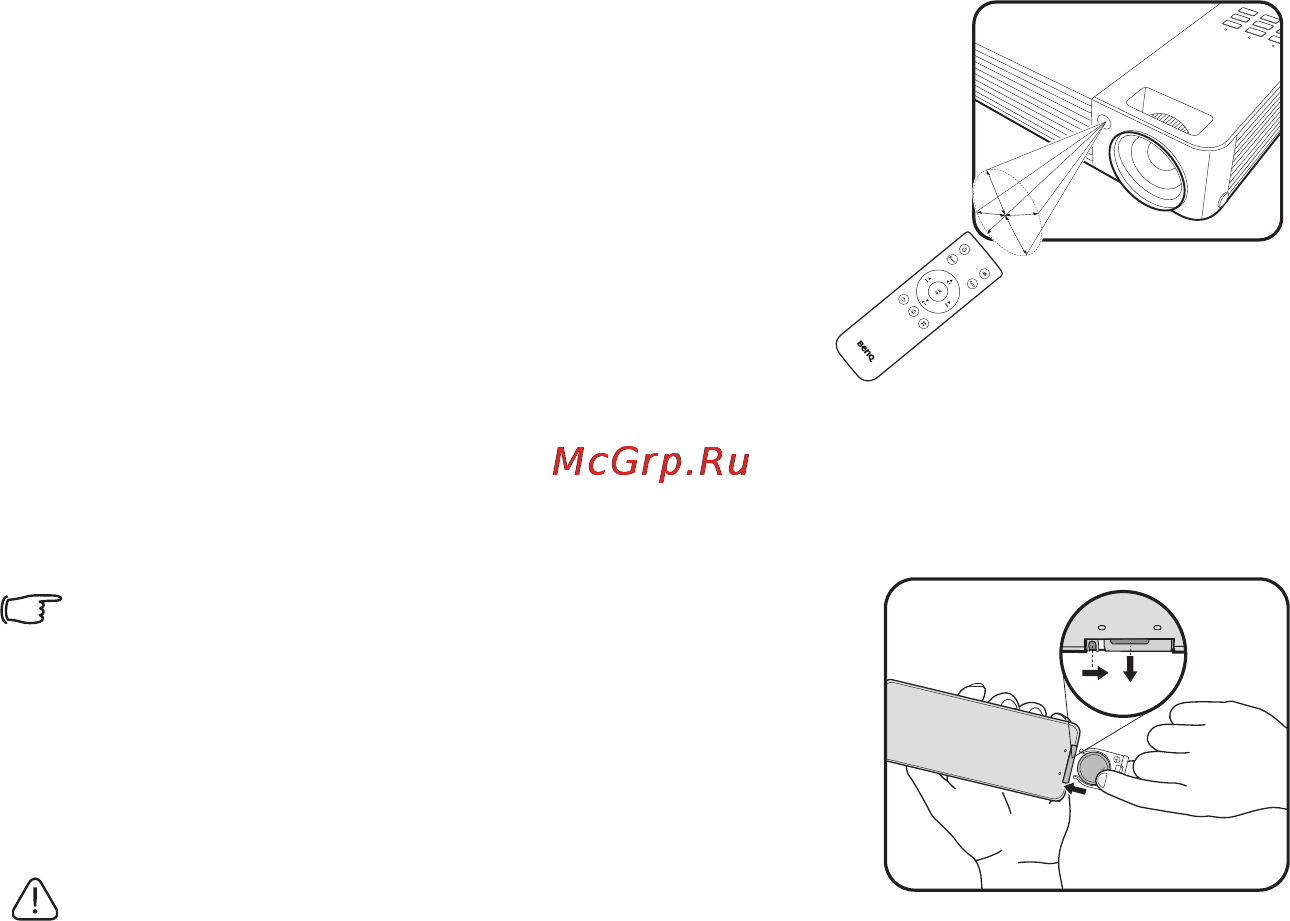 Benq GP10 [13/76] Замена батареи пульта ду