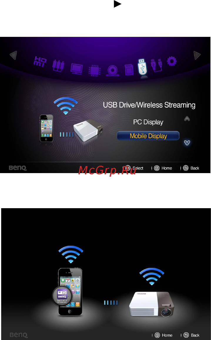 Benq GP10 [59/76] Беспроводное отображение данных с экрана устройств iphone ipad через проектор