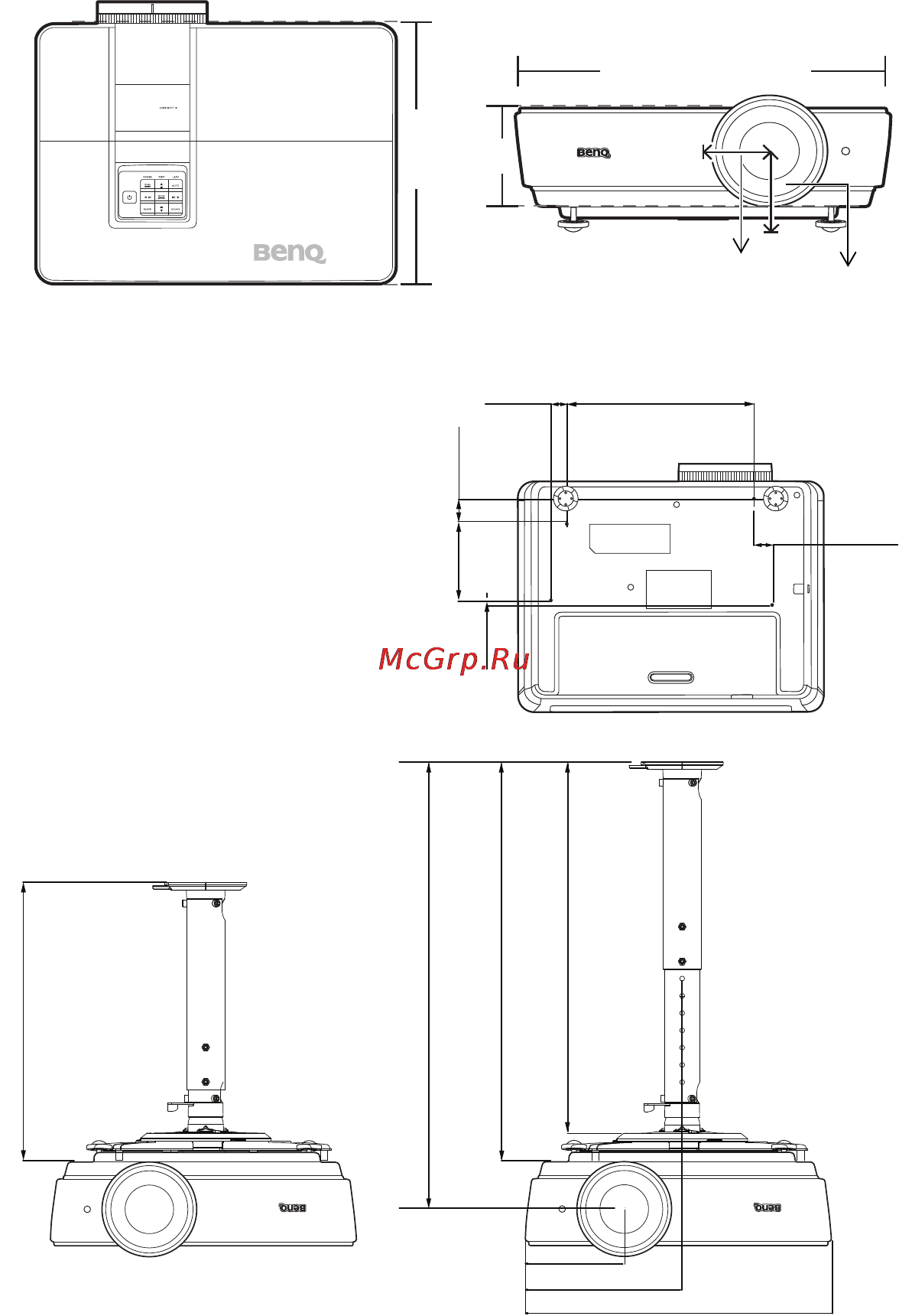 Benq SX914 [62/67] Габаритные размеры
