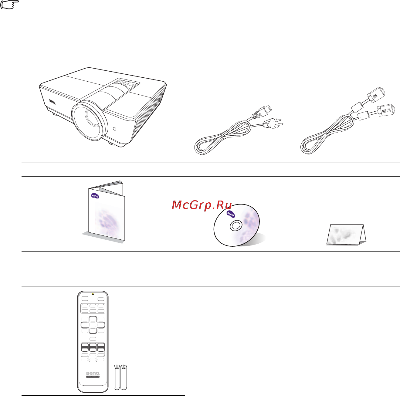 Benq SX914 [8/67] Комплект поставки