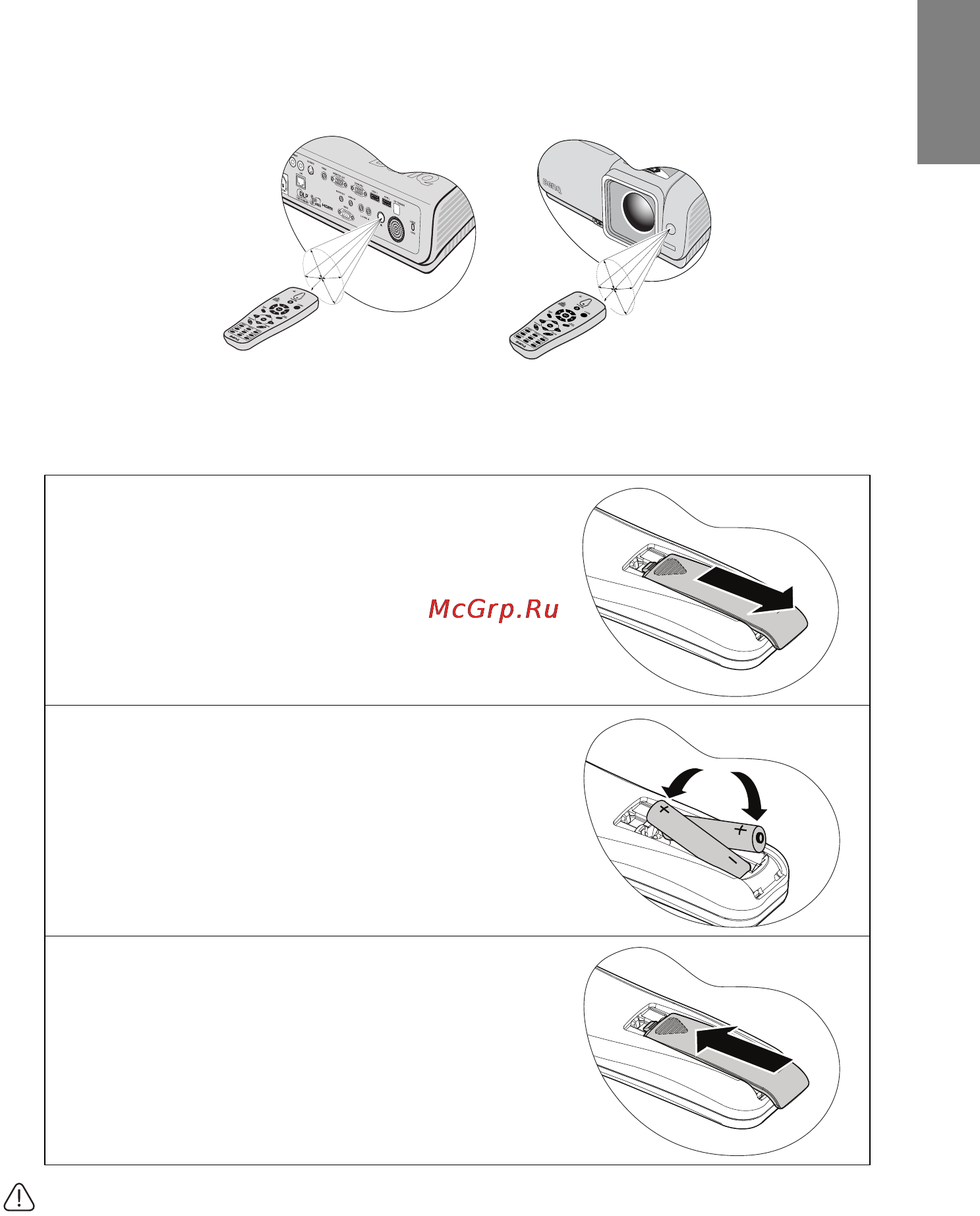 Benq SP840 [13/71] Замена батареи пульта ду