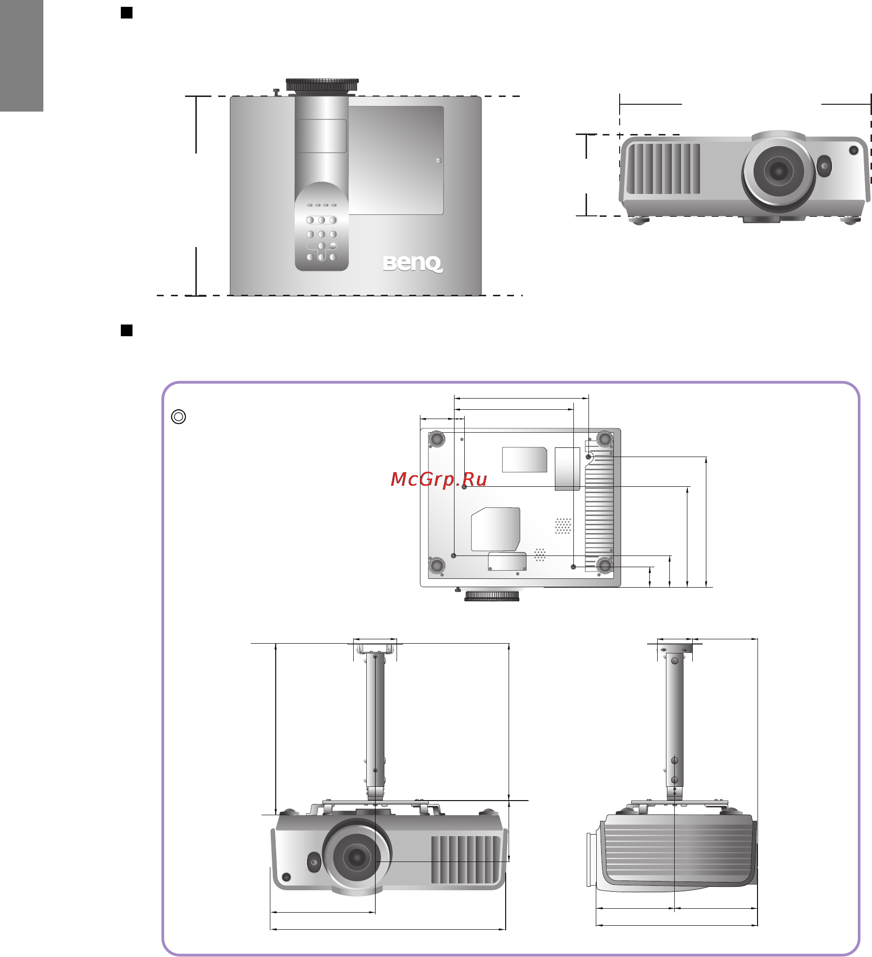 Benq SH960 [60/63] Габаритные размеры