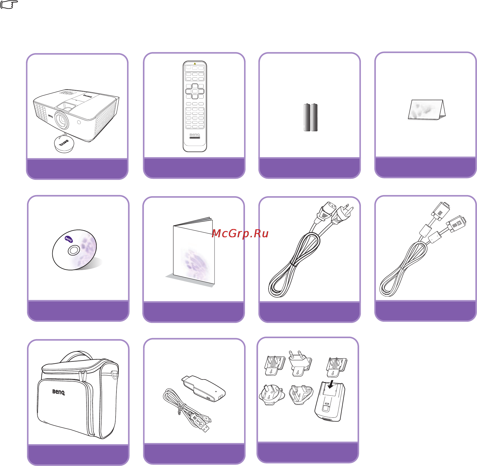 Benq W1500 [6/66] Комплект поставки
