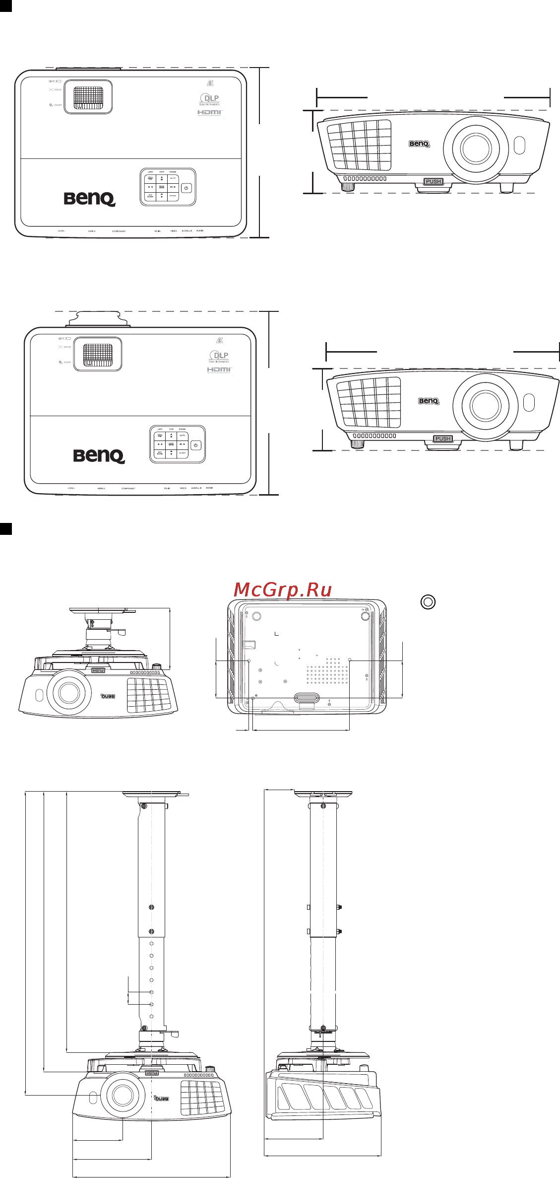 Benq W750 [56/63] Габаритные размеры