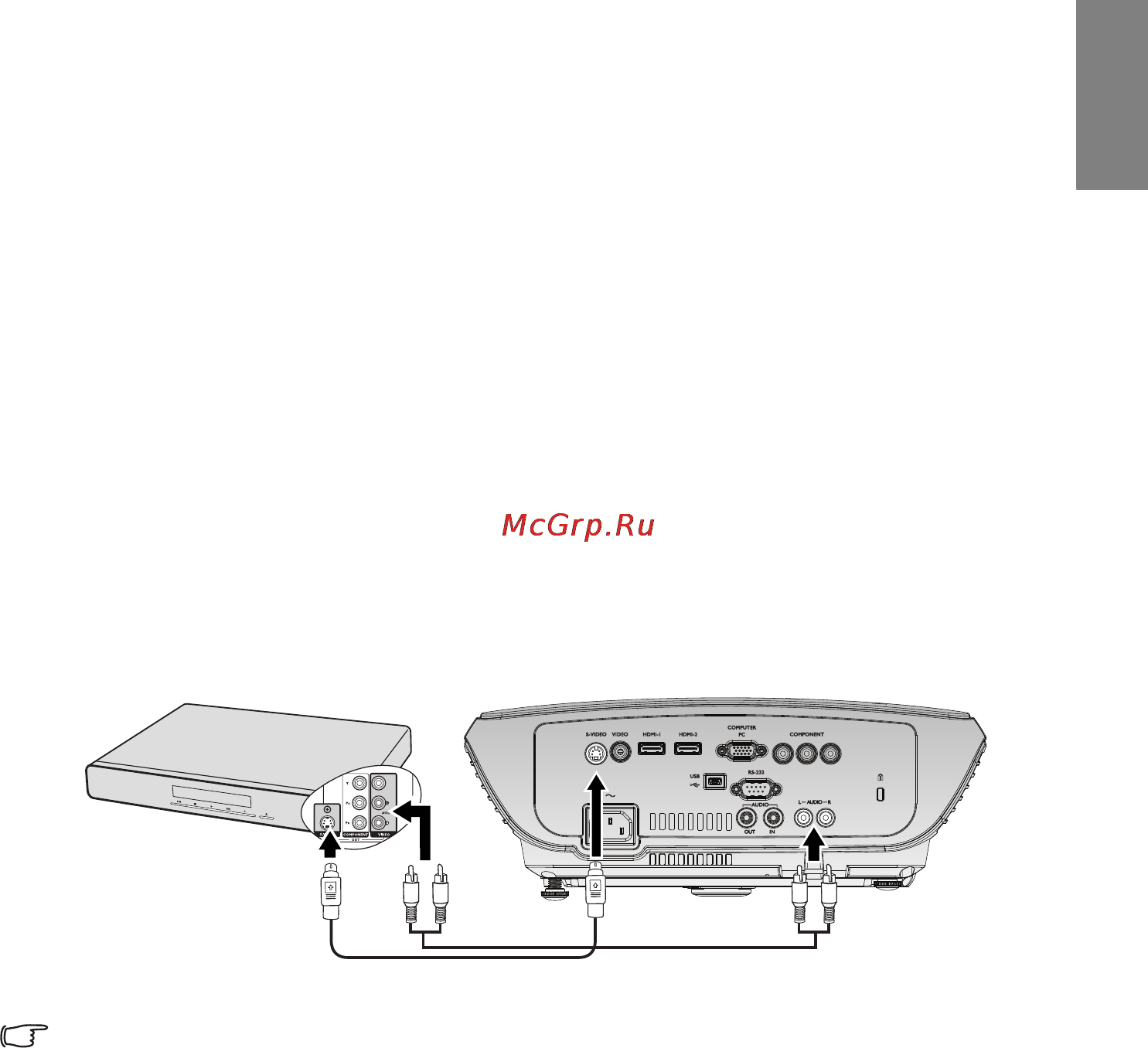 Benq W703D [23/72] Подключение источника s video