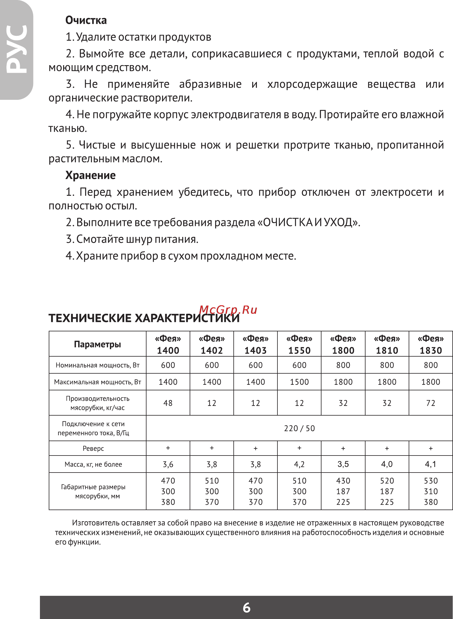 Фея 1810 [7/10] Технические характеристики